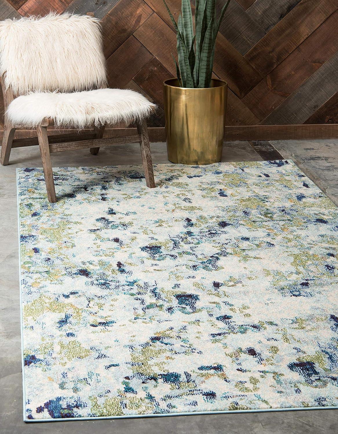 Unique Loom Chromatic Collection Area Rug - Champagne (4' 1" x 6' 1" Rectangle Light Blue/Blue)