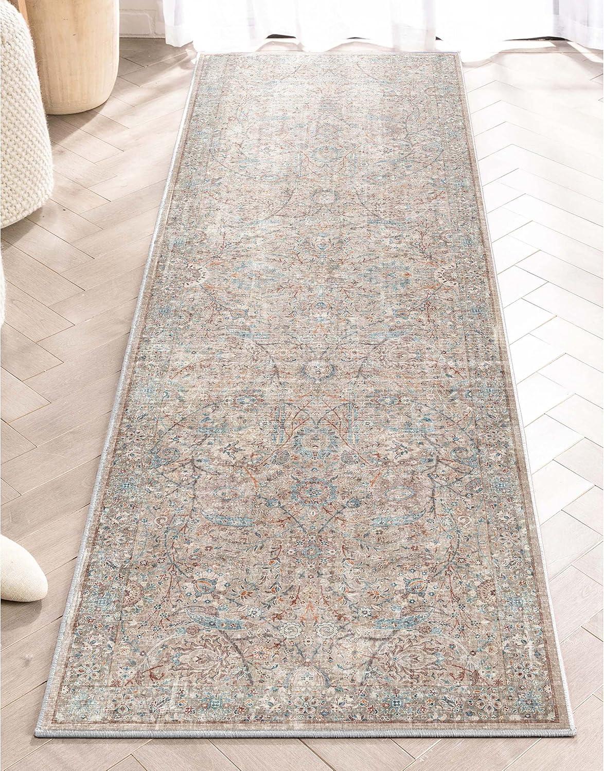 Well Woven Asha Emilia Vintage Persian Floral Ivory 9'10" x 13' Machine Washable Area Rug