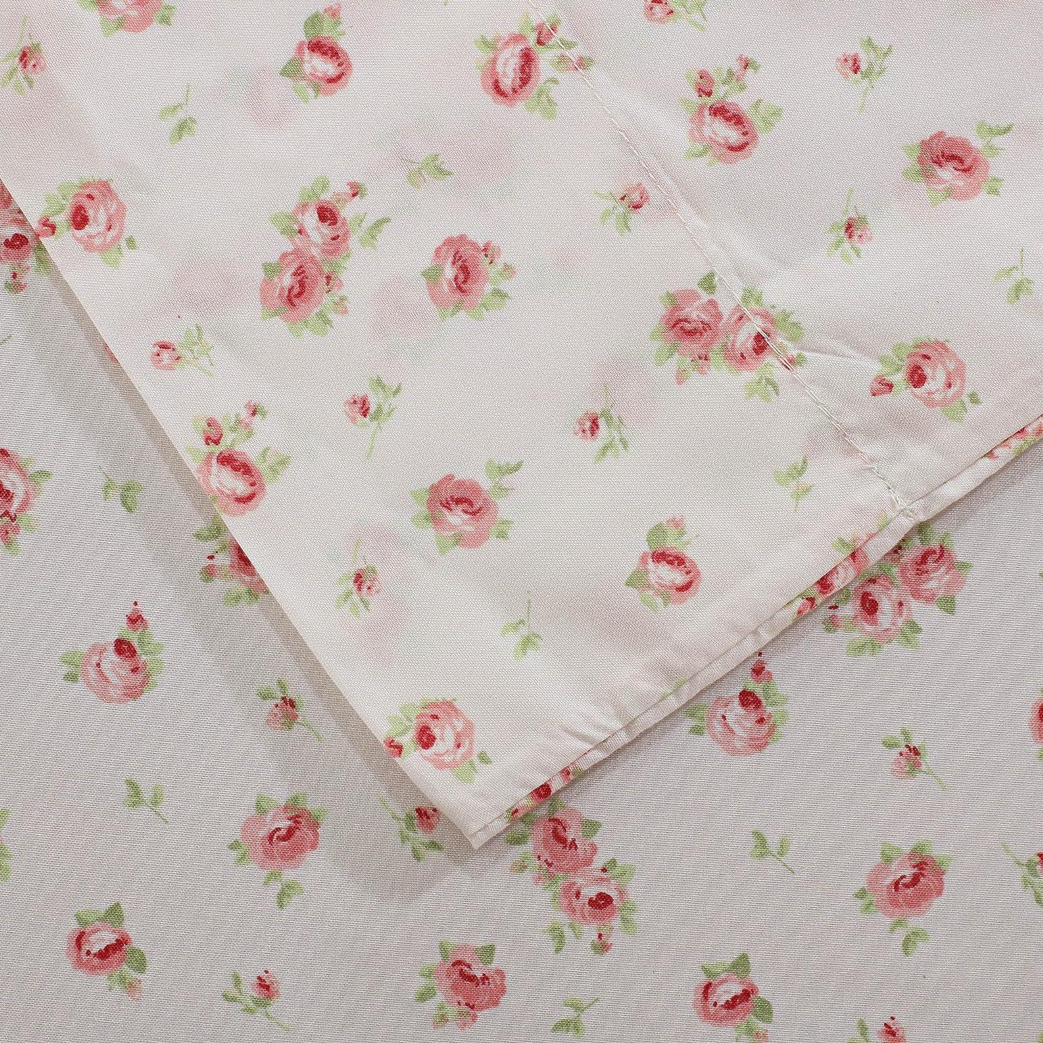 Ivory Floral Microfiber Full Sheet Set with Pillowcases