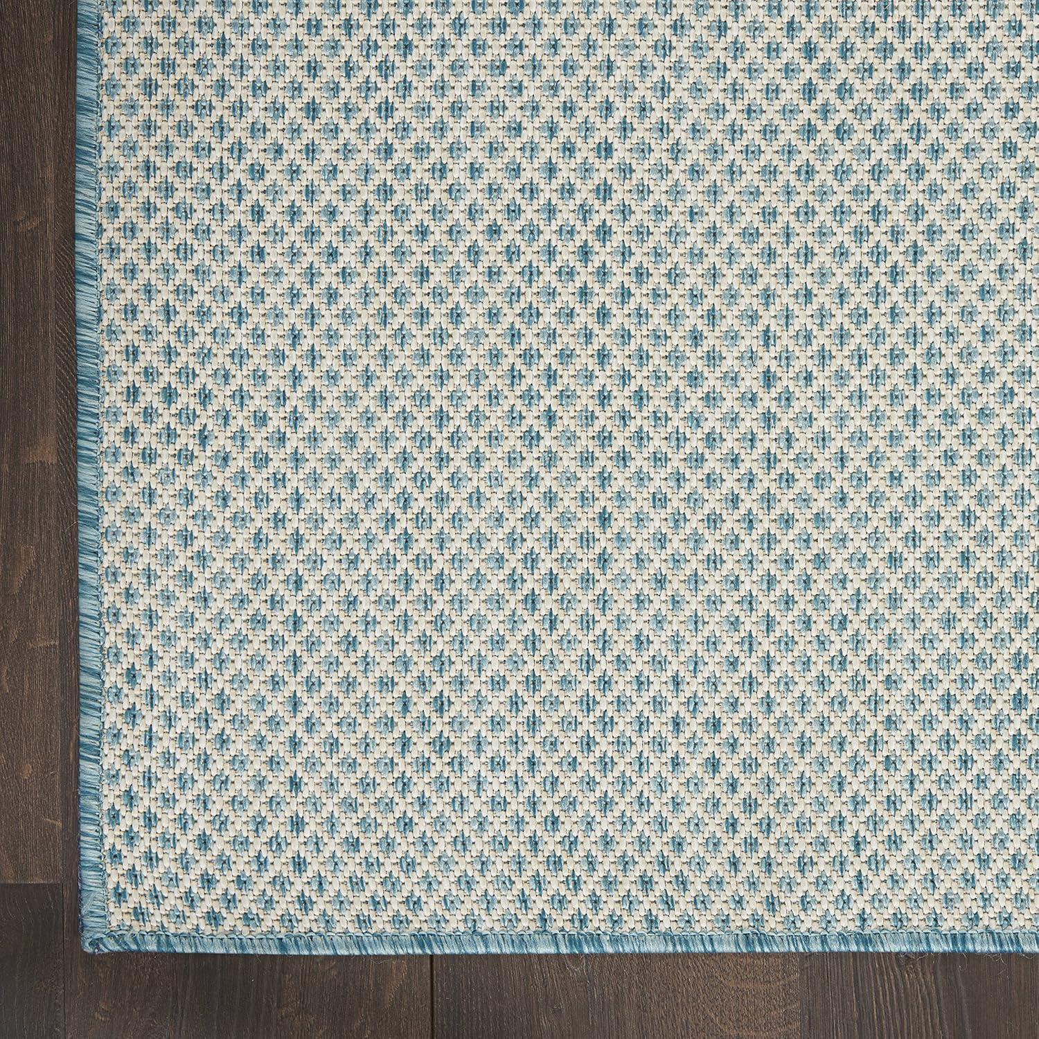 Nourison 2'2" x 8' Courtyard Modern Easy Care Flatweave Indoor Outdoor Runner Rug Ivory/Aqua