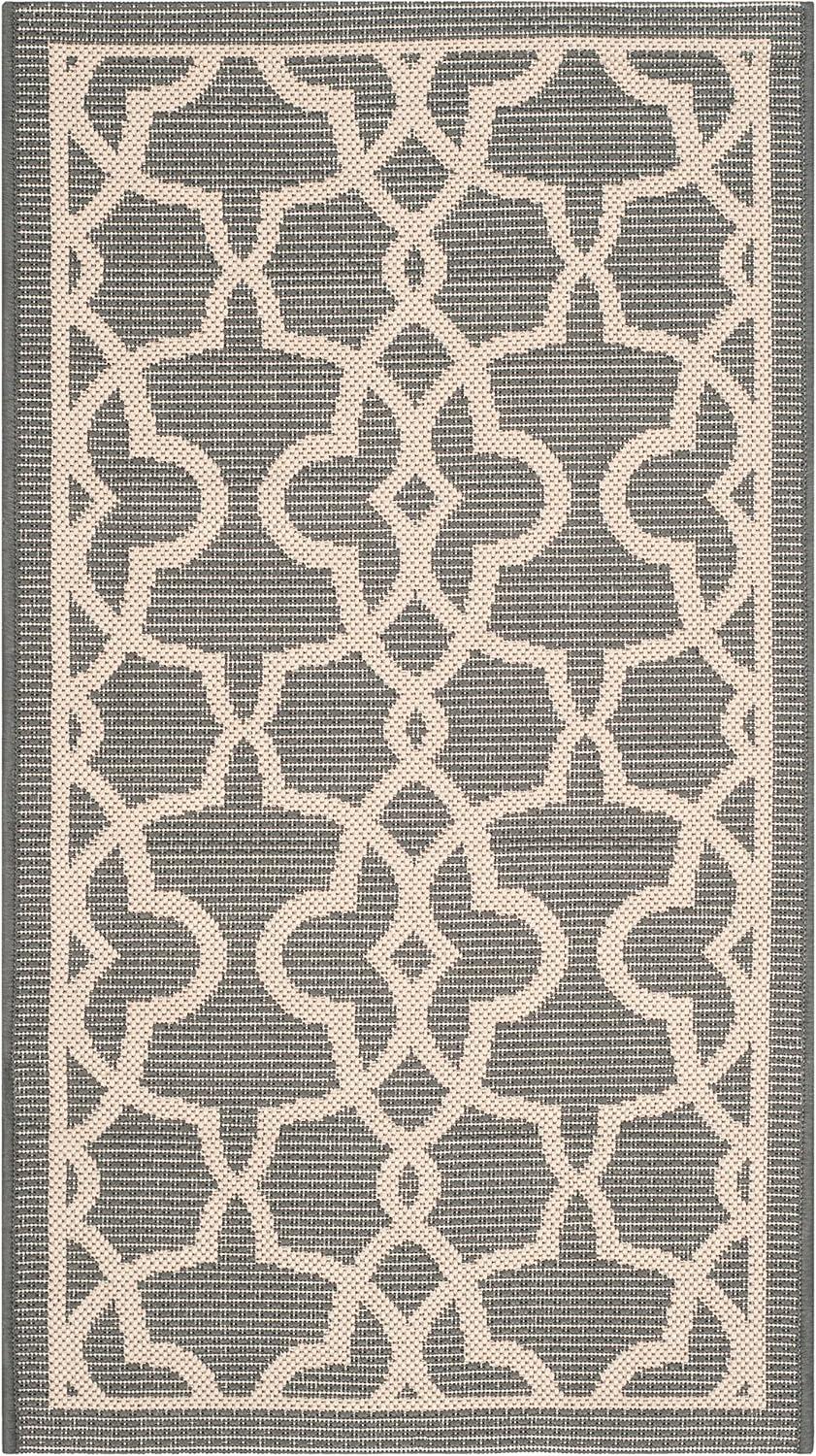 SAFAVIEH Courtyard Carlos Traditional Indoor/Outdoor Area Rug, 2'7" x 5', Grey/Beige