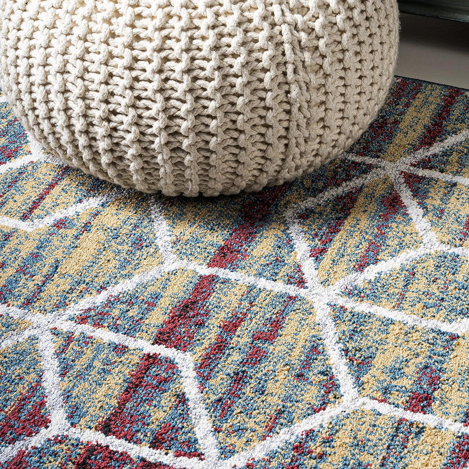 4'x6' Tumbling Blocks Modern Geometric Area Rug, Multi/White - JONATHAN Y