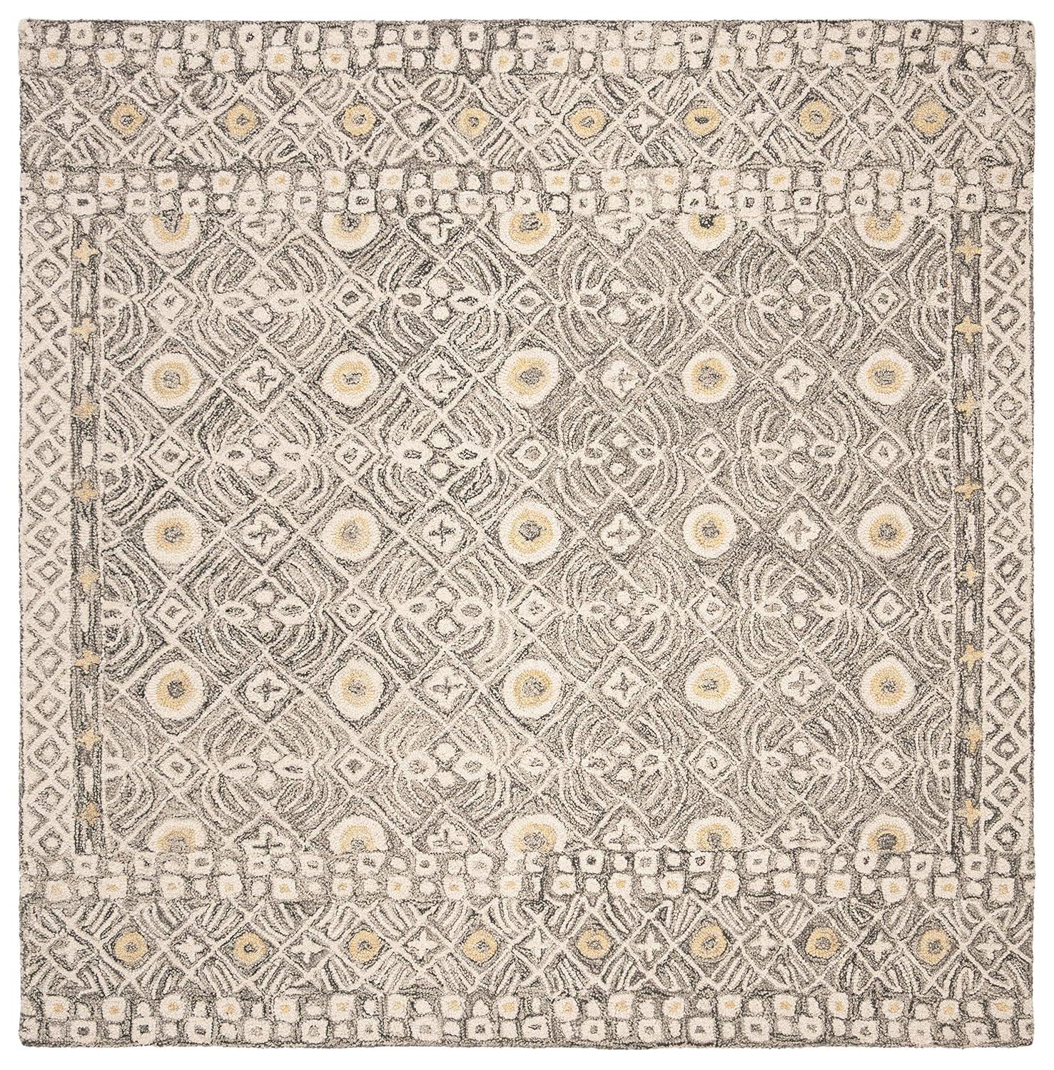 Micro-Loop MLP801 Hand Tufted Indoor Area Rug - Charcoal/Ivory - 5'x5' - Safavieh
