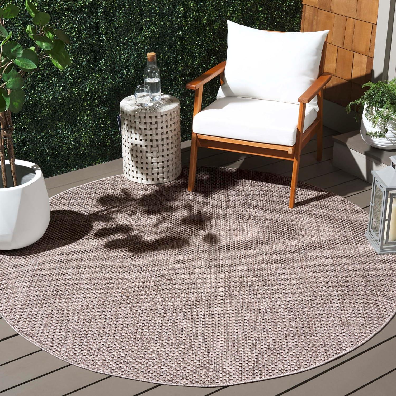 Courtyard CY8521 Power Loomed Indoor/Outdoor Area Rug - Beige/Brown - 5' round - Safavieh.