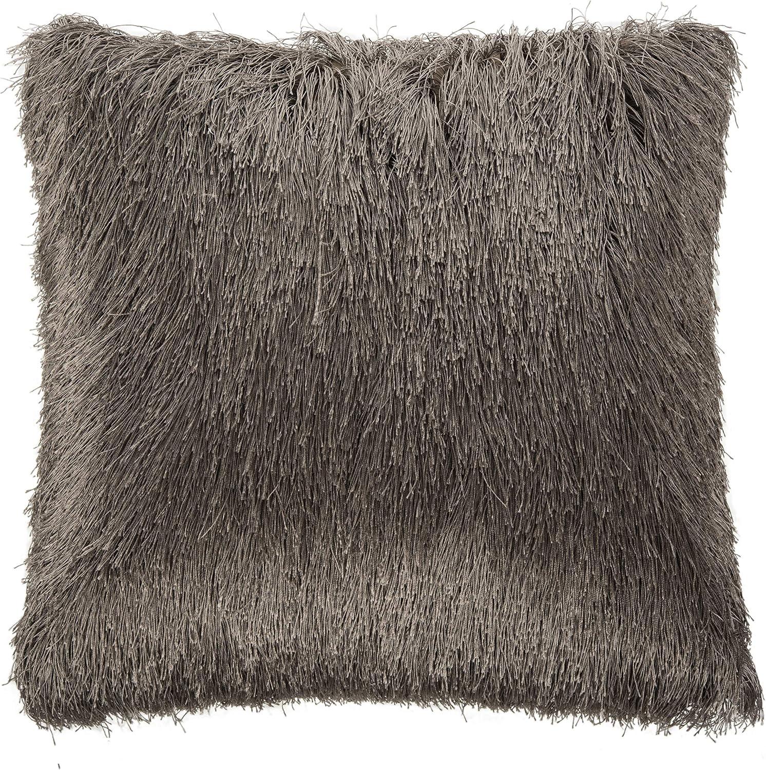 Indoor/Outdoor Shag Pillow - Taupe - 20"X20" - Safavieh