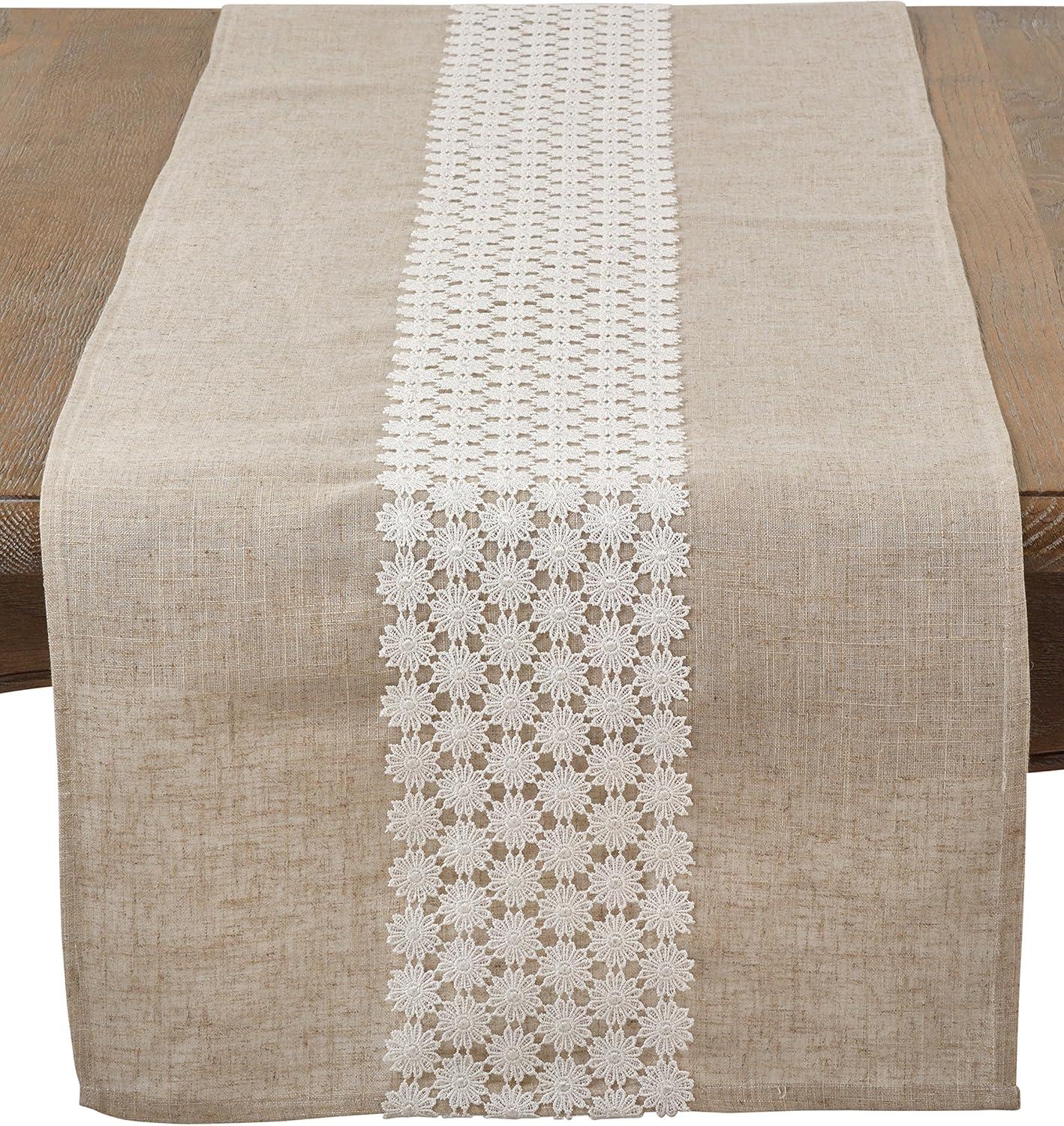 Saro Lifestyle Dining Table Runner With Lace Daisy Design