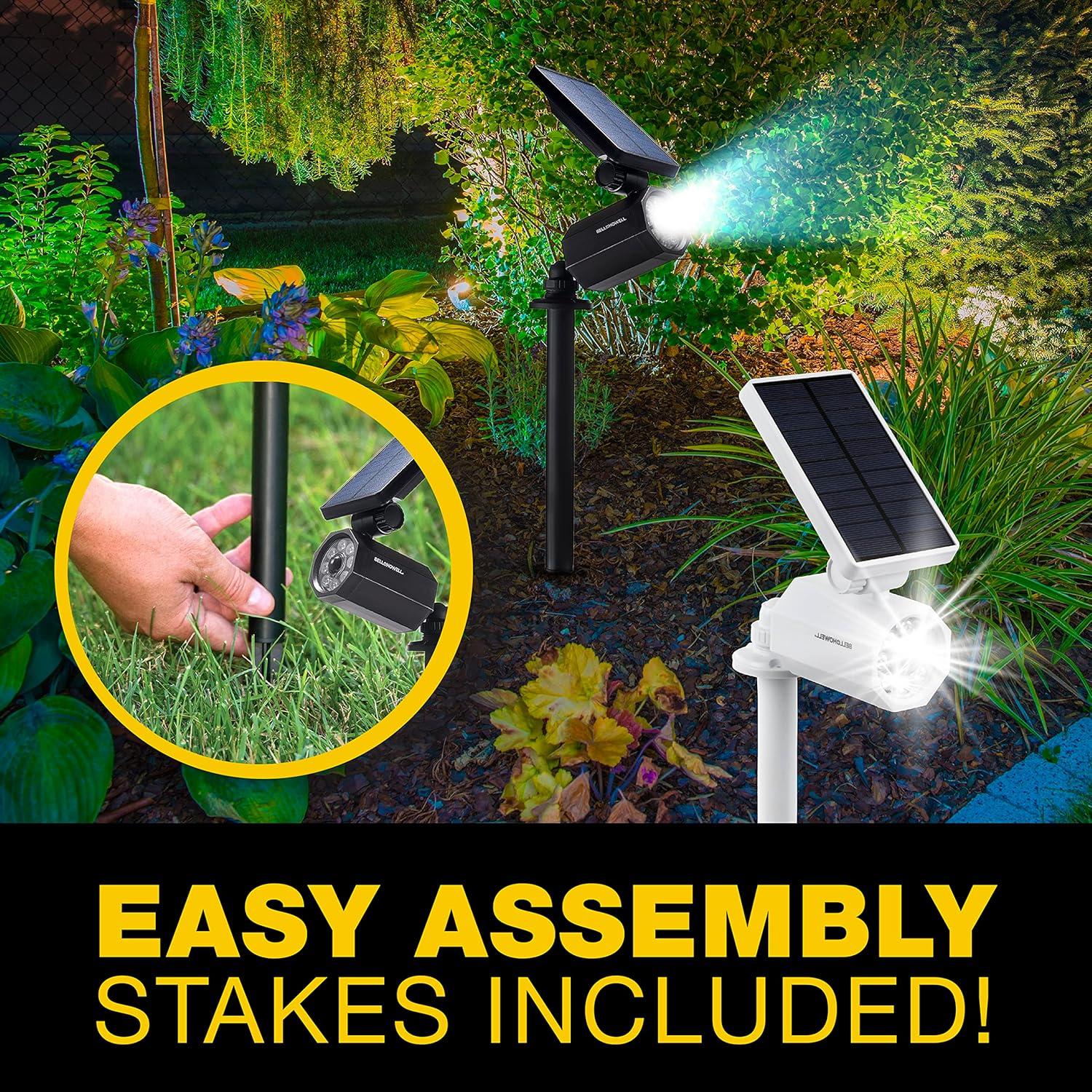 Bell + Howell LED Solar Powered Dusk to Dawn Outdoor Security Spotlight with Motion Sensor and Timer