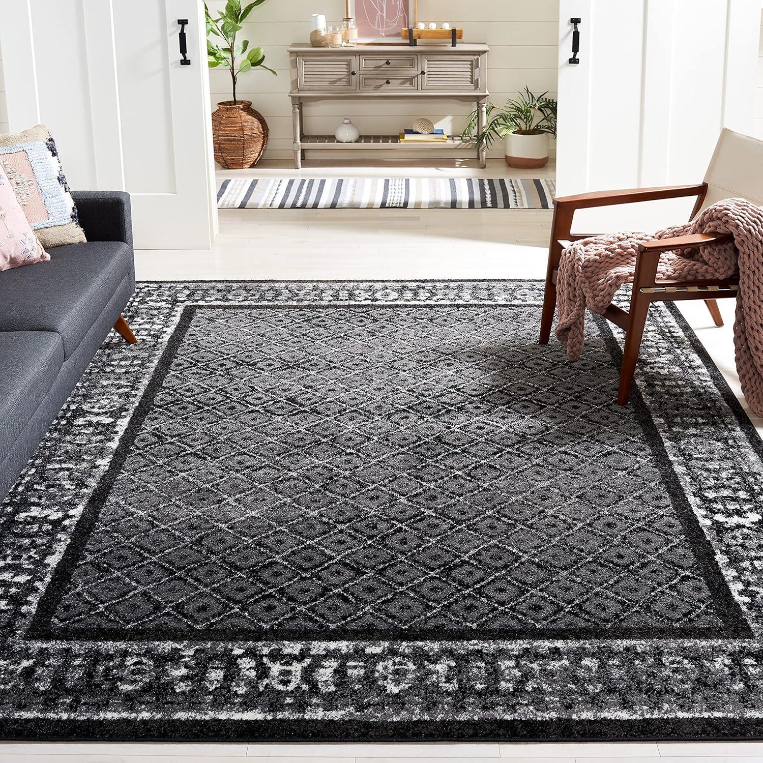Adirondack ADR110 Machine Made Indoor Area Rug - Black/Silver - 9'x12' - Safavieh
