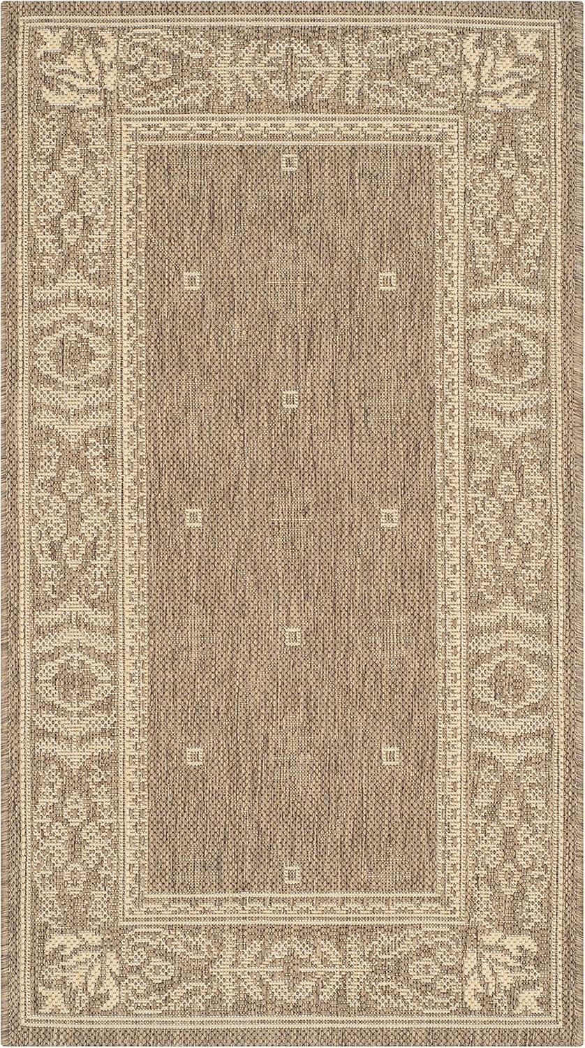 SAFAVIEH Courtyard Derek Geometric Indoor/Outdoor Area Rug, 2' x 3'7", Brown/Natural