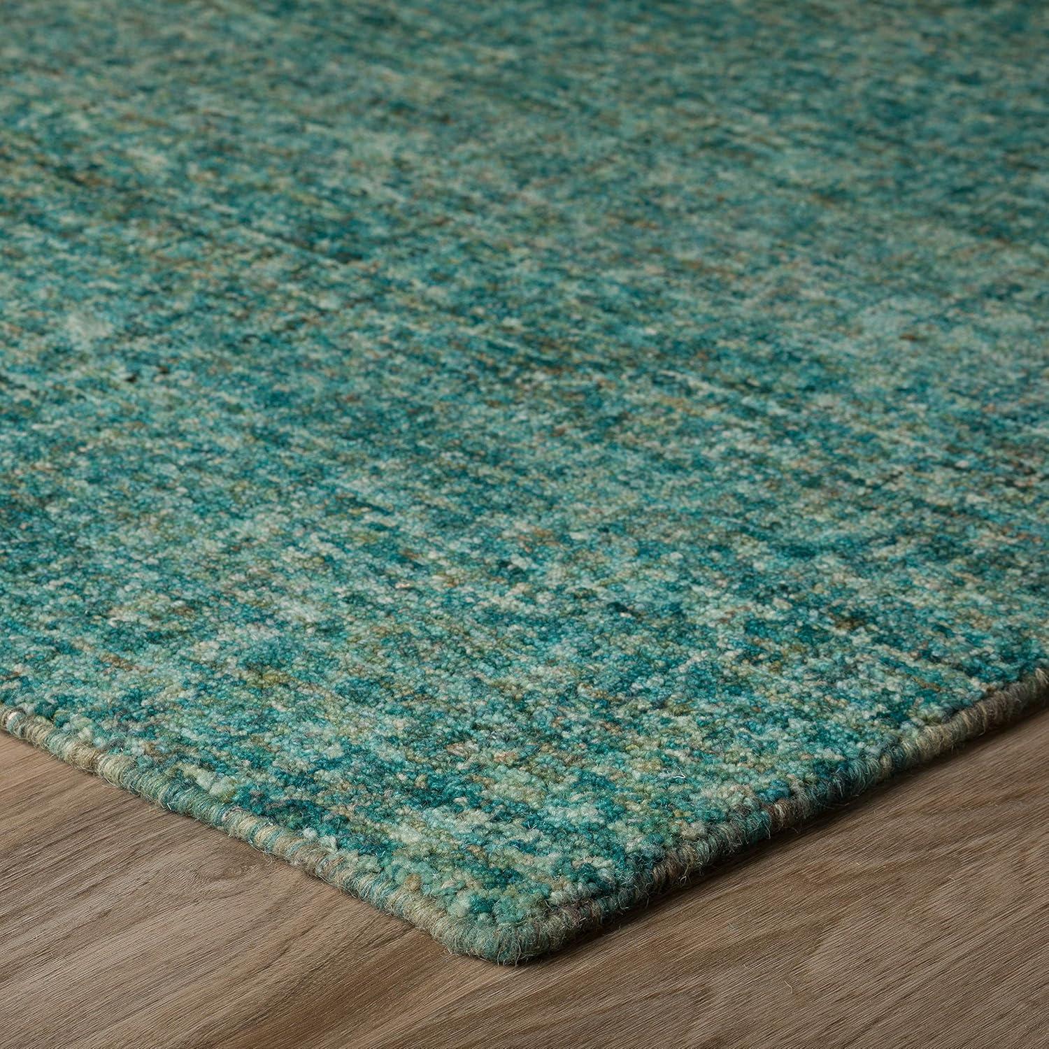 Handmade Turquoise & Teal Wool Rectangular Rug 3'6" x 5'6"