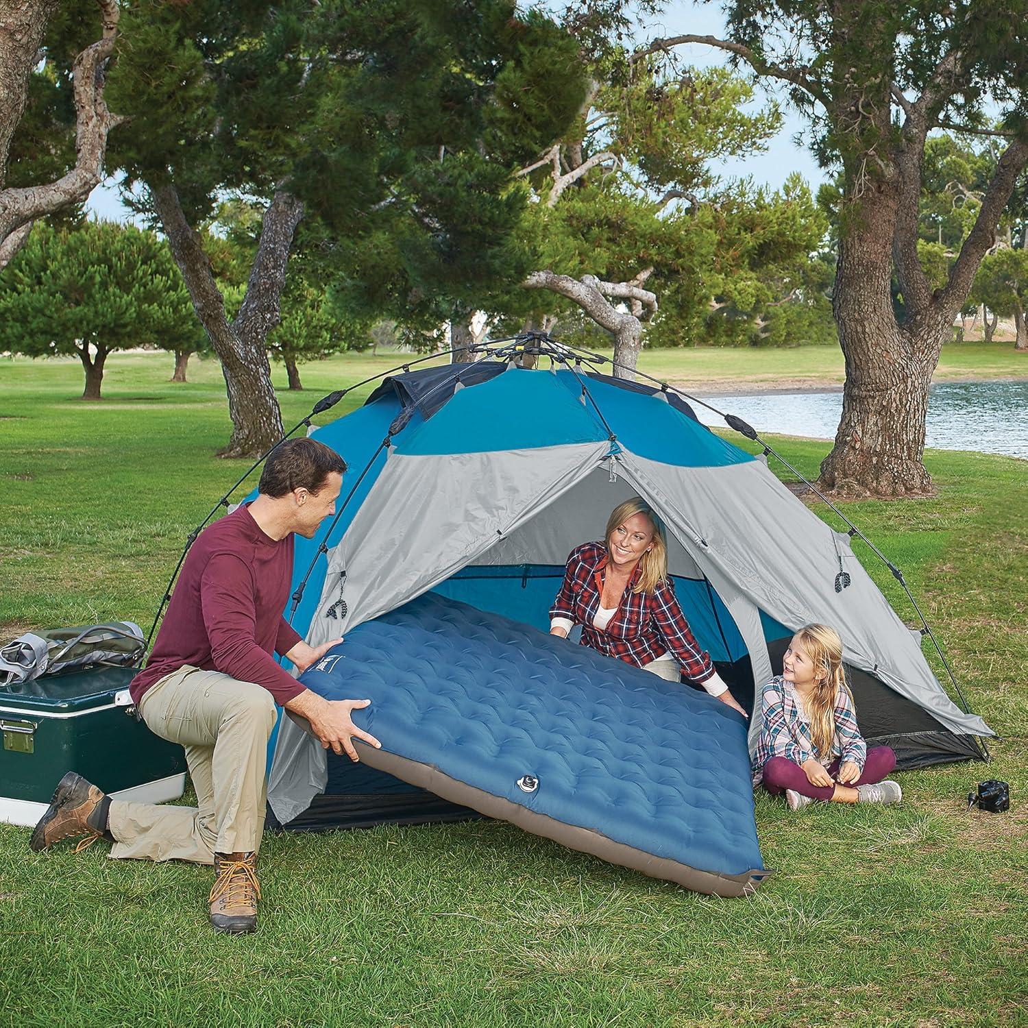 Blue Raised Full TPU Air Bed with Pump