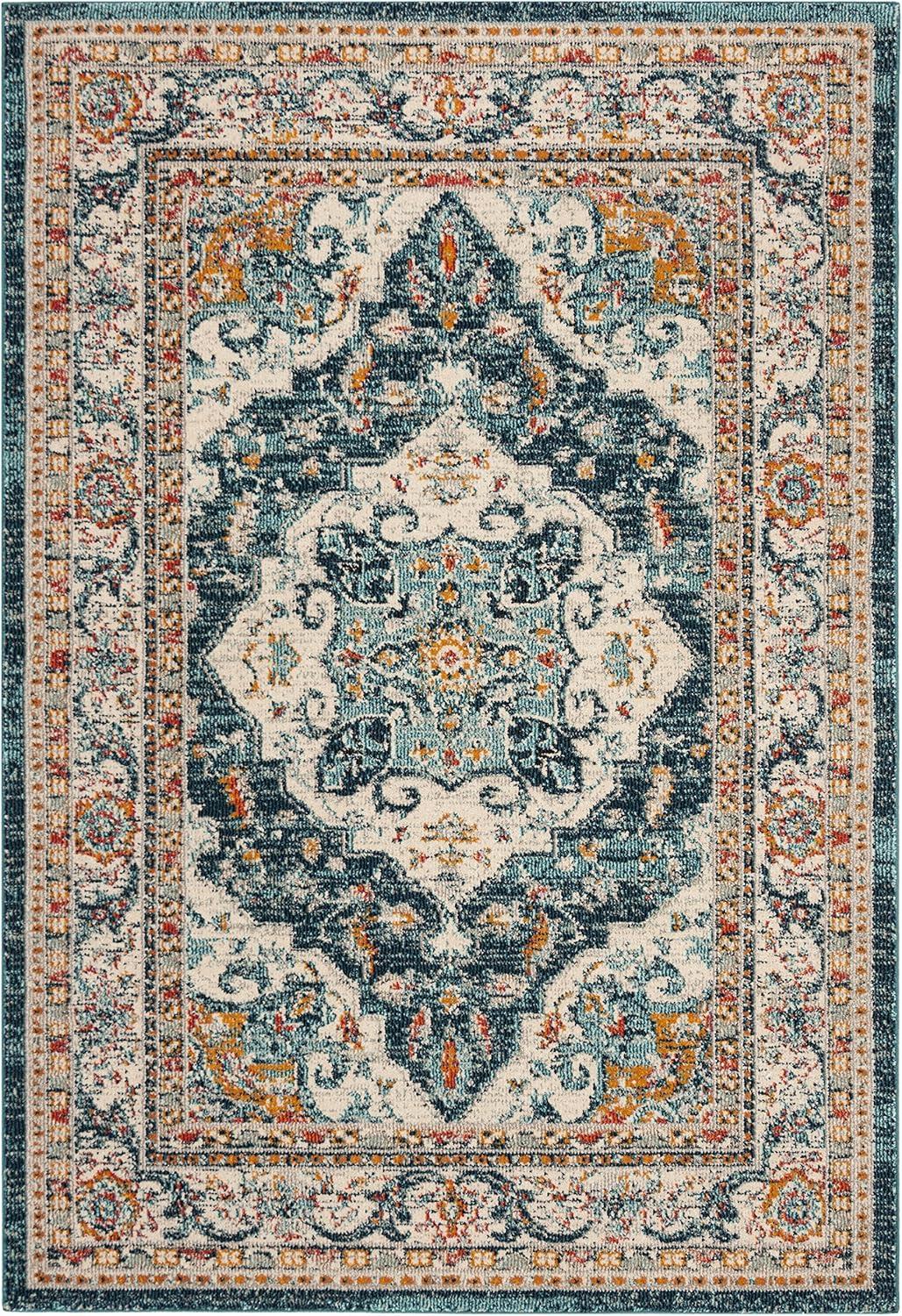 Phoenix PHX154 Power Loomed Indoor Area Rug - 8'x10' - Ivory/Blue - Safavieh