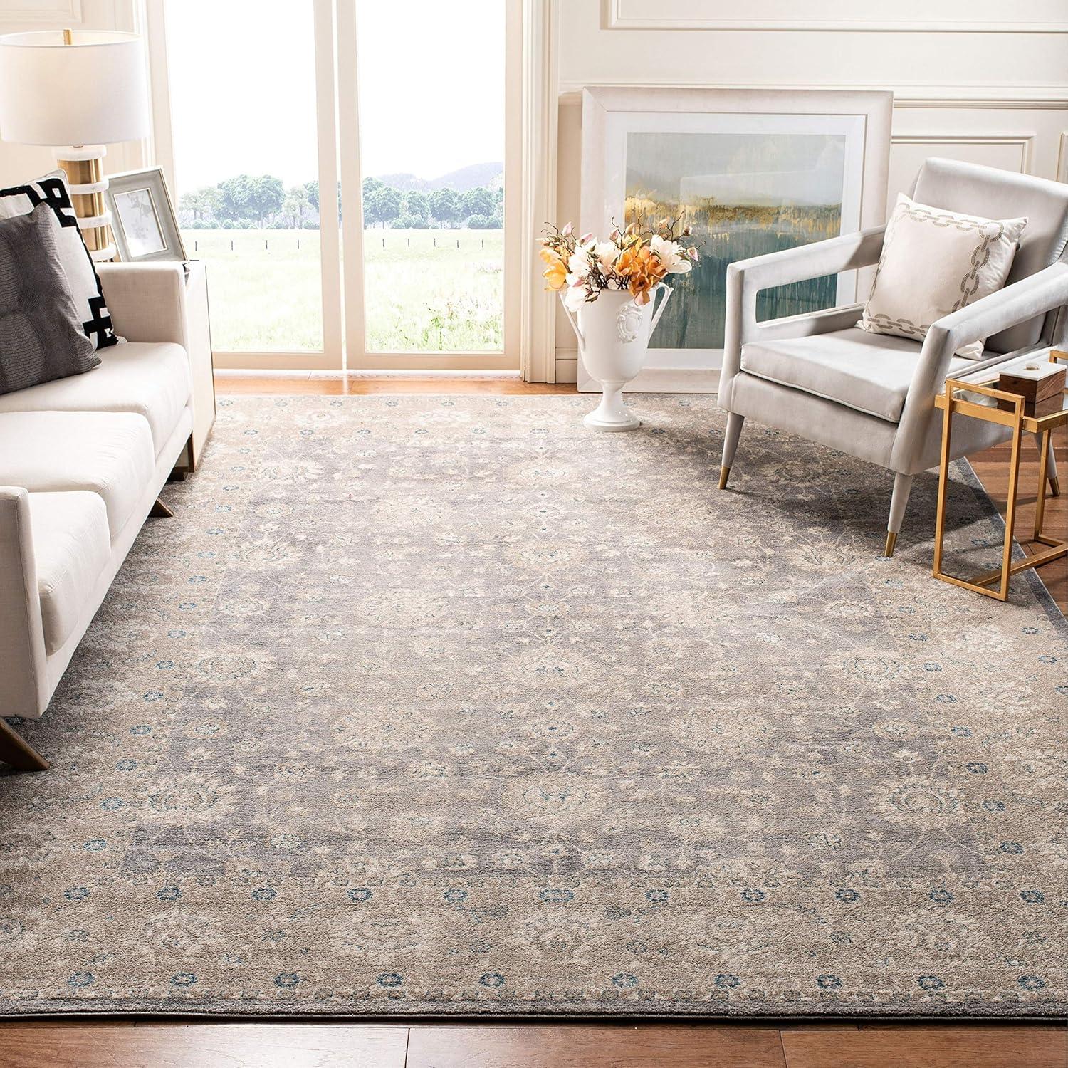 Sofia SOF330 Power Loomed Indoor Accent Rug - Light Grey/Beige - 3'x5' - Safavieh.