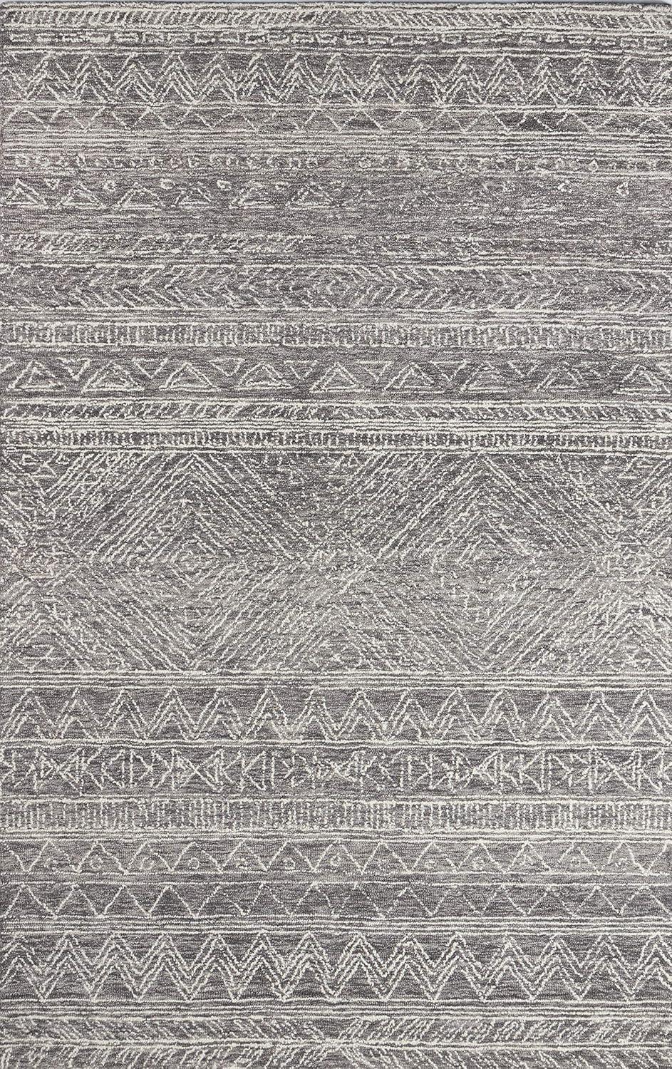 8'x10' Mallorca Paityn Area Rug Gray - Momeni: Wool, Geometric, Modern, Handmade, Low Pile, Indoor Use