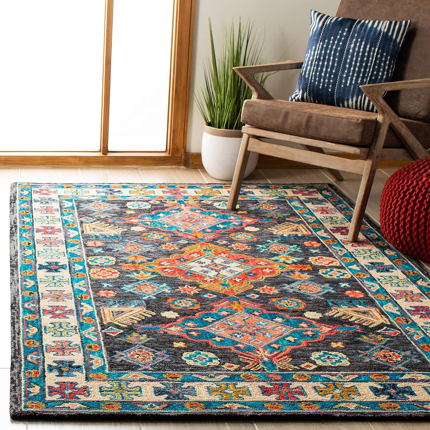 Aspen APN521 Hand Tufted Indoor Area Rug - Charcoal/Blue - 5'x8' - Safavieh