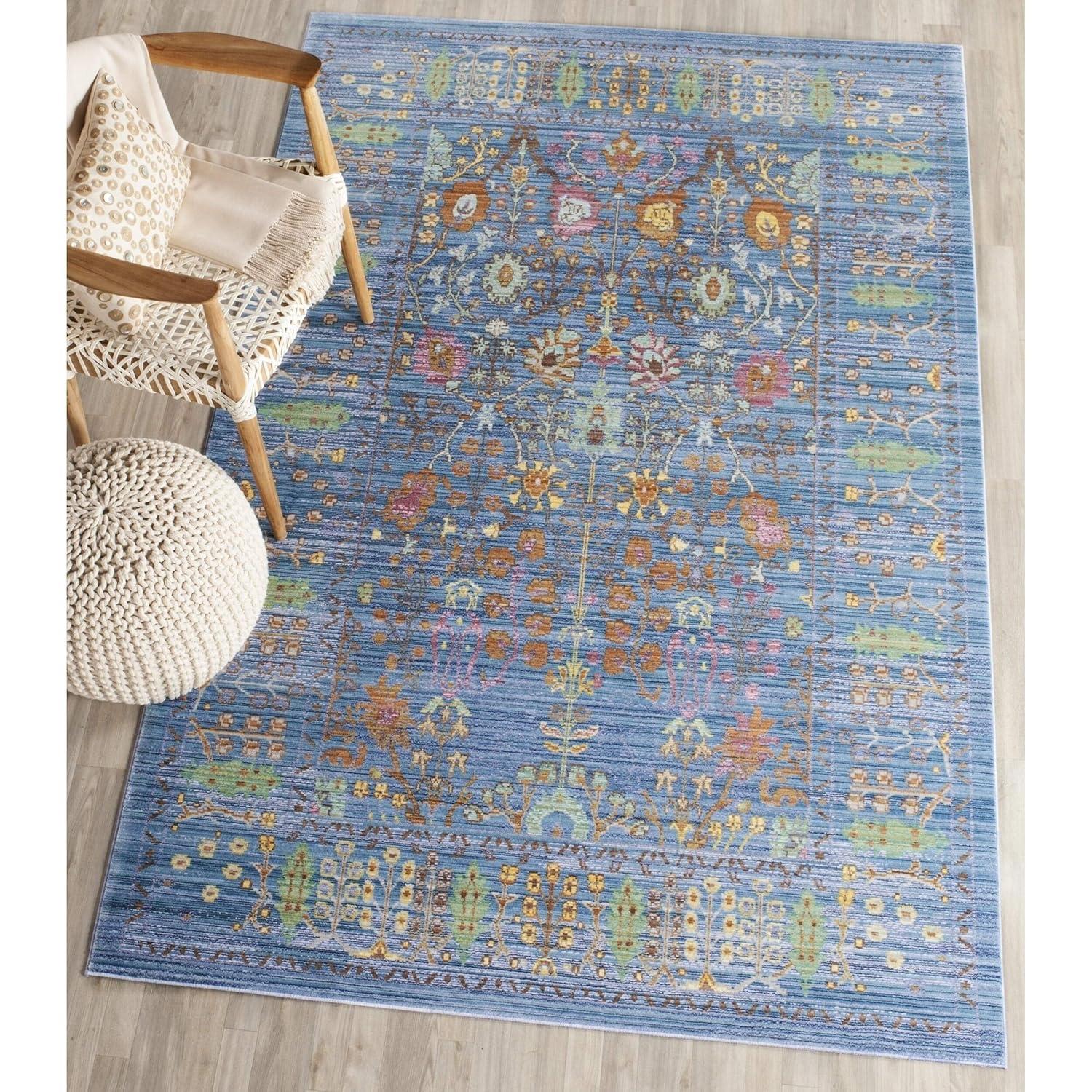 SAFAVIEH Valencia Collection 9' x 12' Blue/Multi VAL108M Boho Chic Distressed Area Rug