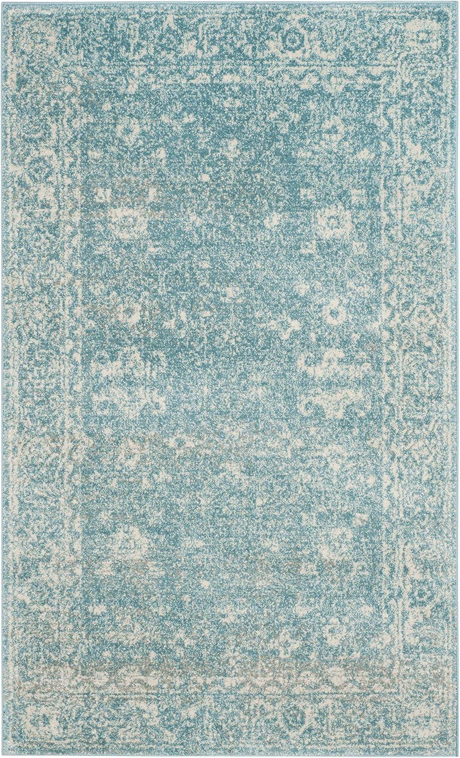 Evoke EVK270 Power Loomed Area Rug Light Blue / Ivory 4' X 6' - Safavieh.