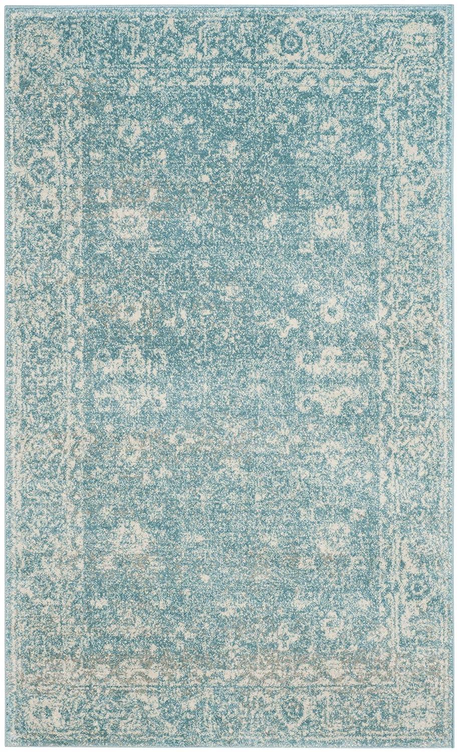 Evoke EVK270 Power Loomed Area Rug Light Blue / Ivory 4' X 6' - Safavieh.