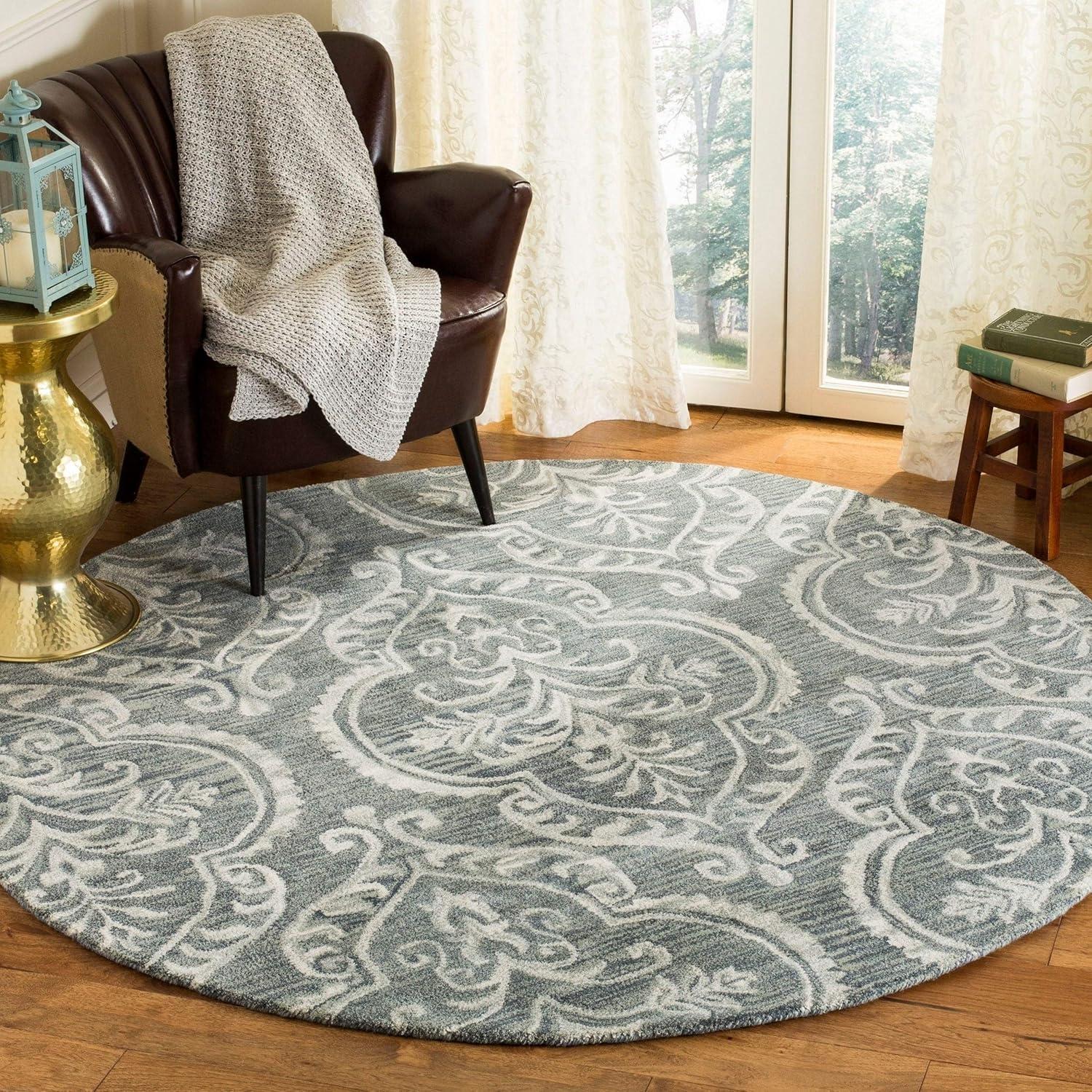 Handmade Floral Blue Sage Wool Runner Rug - 2'3" x 8'