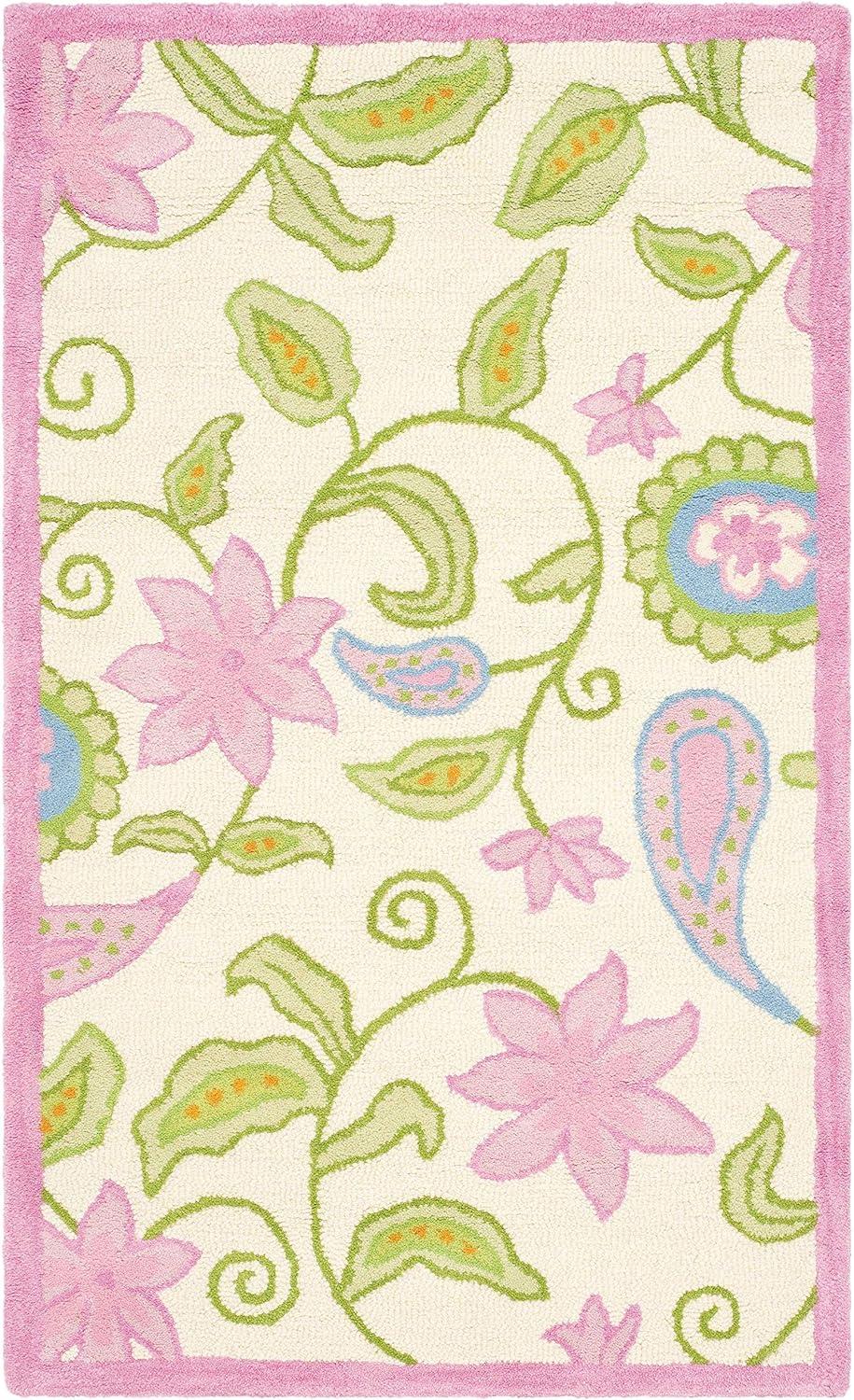 SAFAVIEH Kids Trecia Floral Area Rug, Ivory/Pink, 3' x 5'