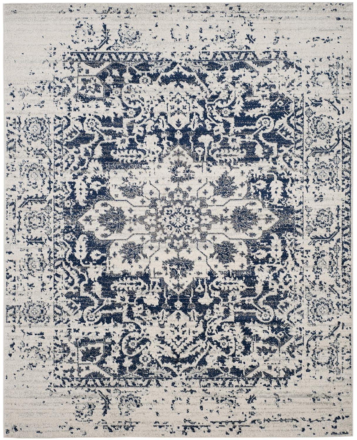 Madison MAD603 Power Loomed Indoor Area Rug - Cream/Navy - 6'7"x9'2" - Safavieh