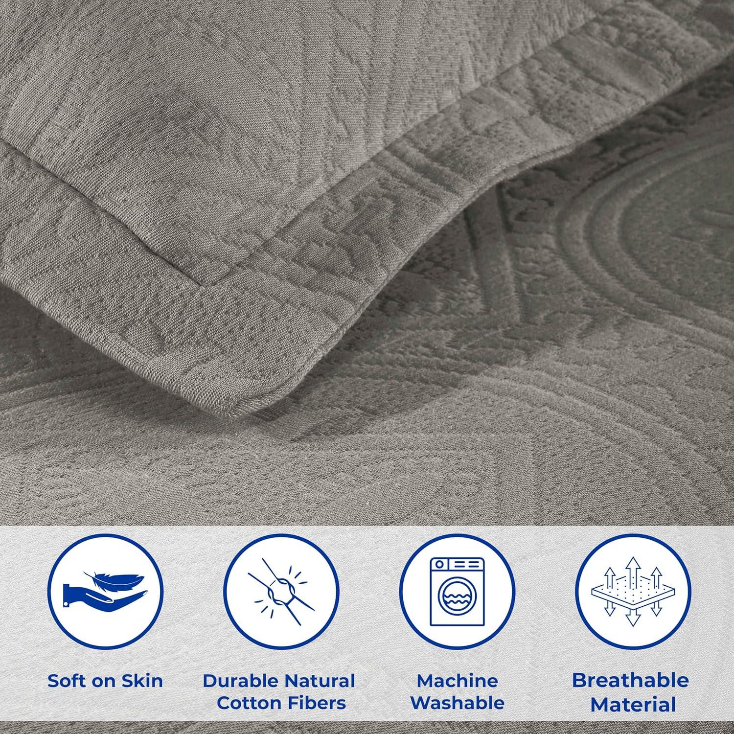 Superior Celtic Circle Cotton Decorative Bedspread and Sham Set, Twin, Charcoal