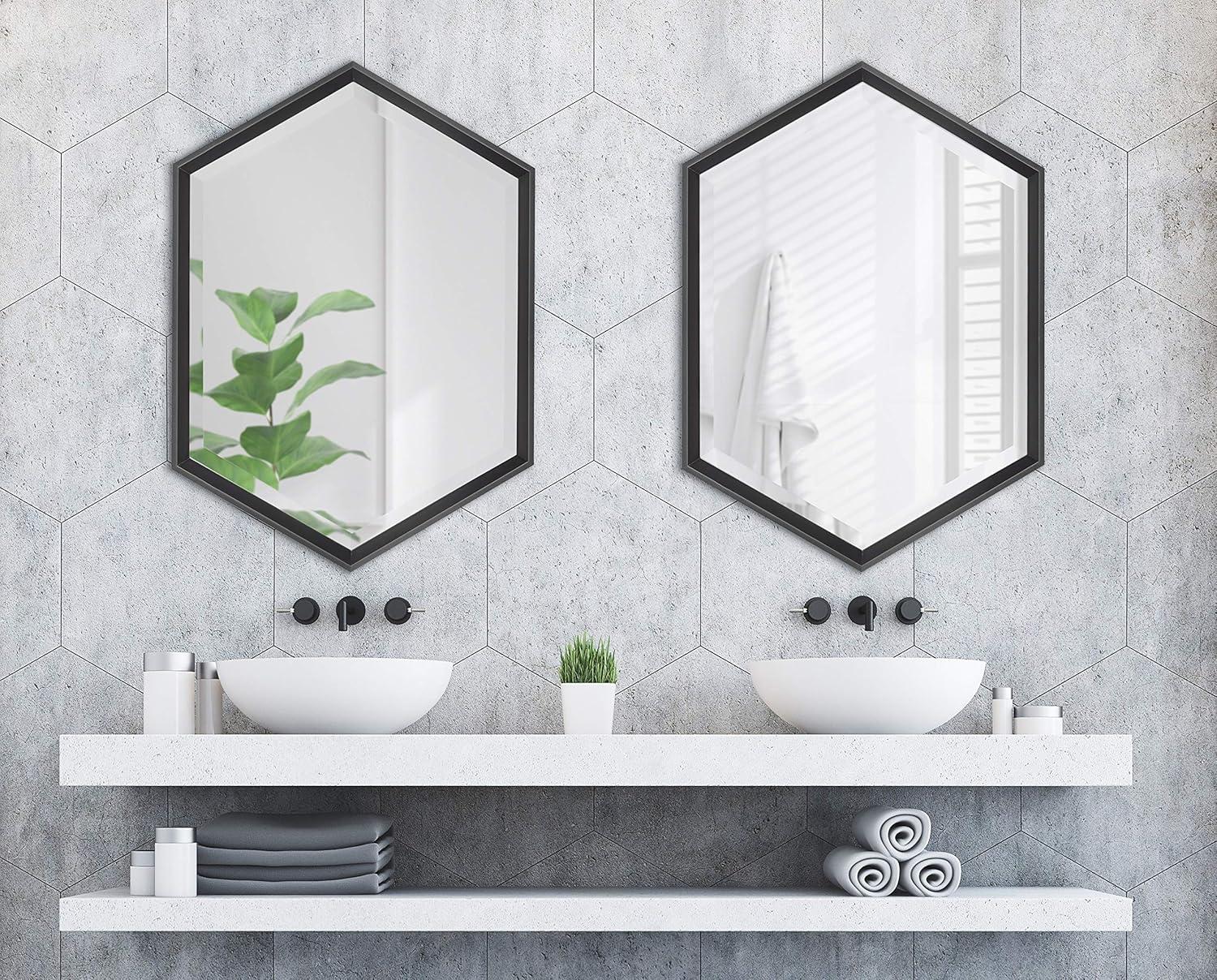 22" x 26" Calder Hexagon Wall Mirror Black - Kate & Laurel All Things Decor: Modern Style, No Assembly, Wall Mounted