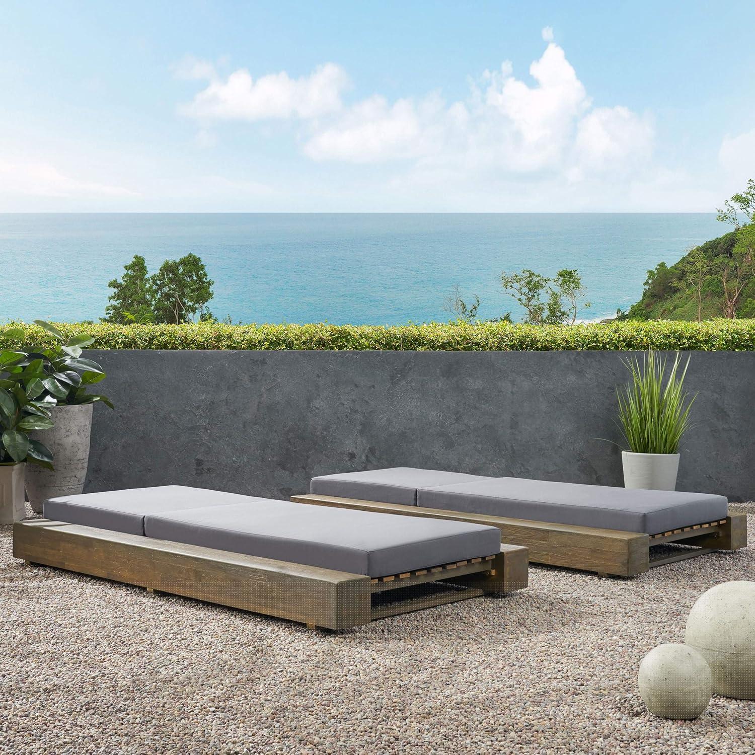 Donnie 39'' Outdoor Acacia Chaise Lounge (Set of 2)