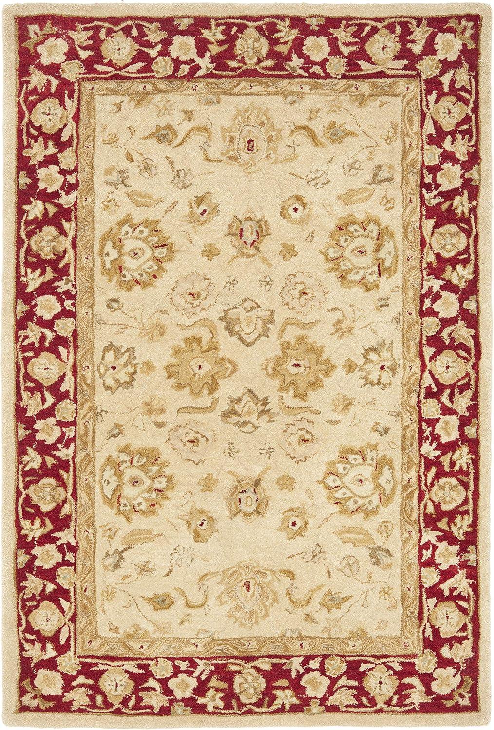 SAFAVIEH Anatolia Tracy Traditional Wool Area Rug, Ivory/Red, 4' x 6'