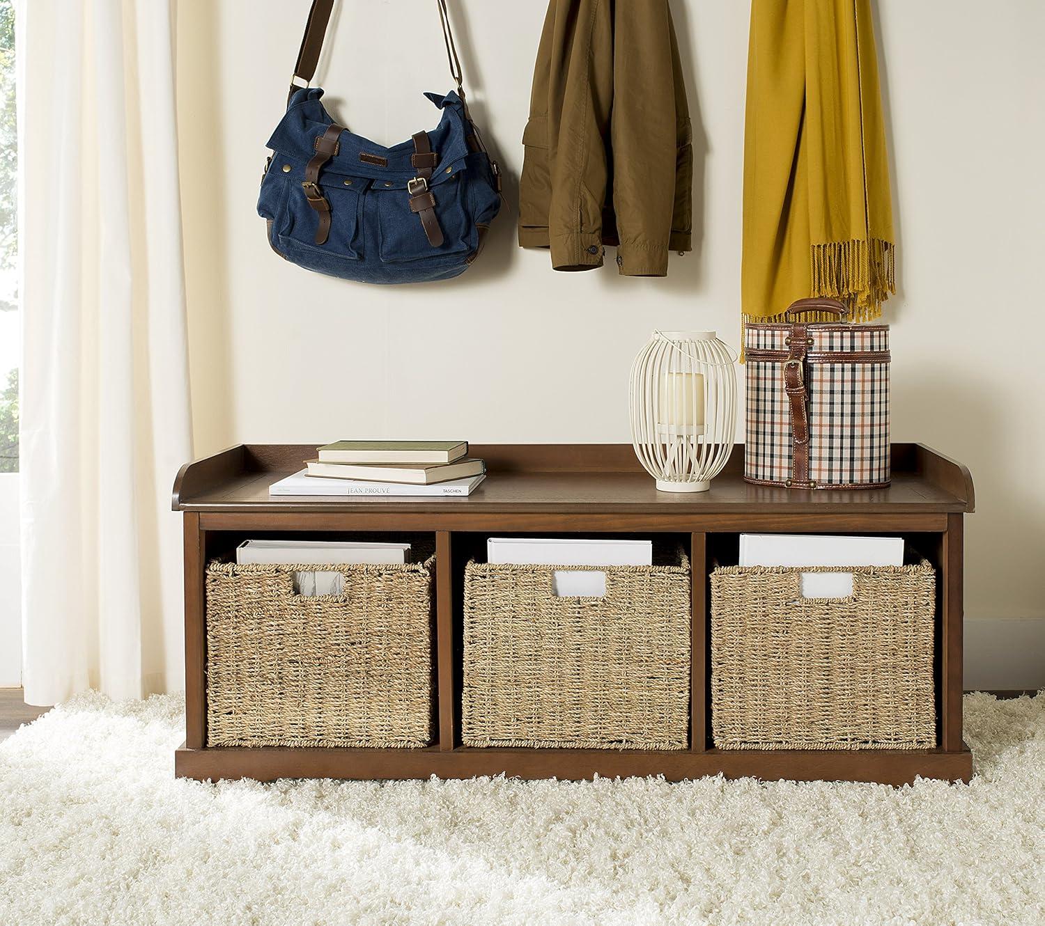 Lonan Wicker Storage Bench  - Safavieh