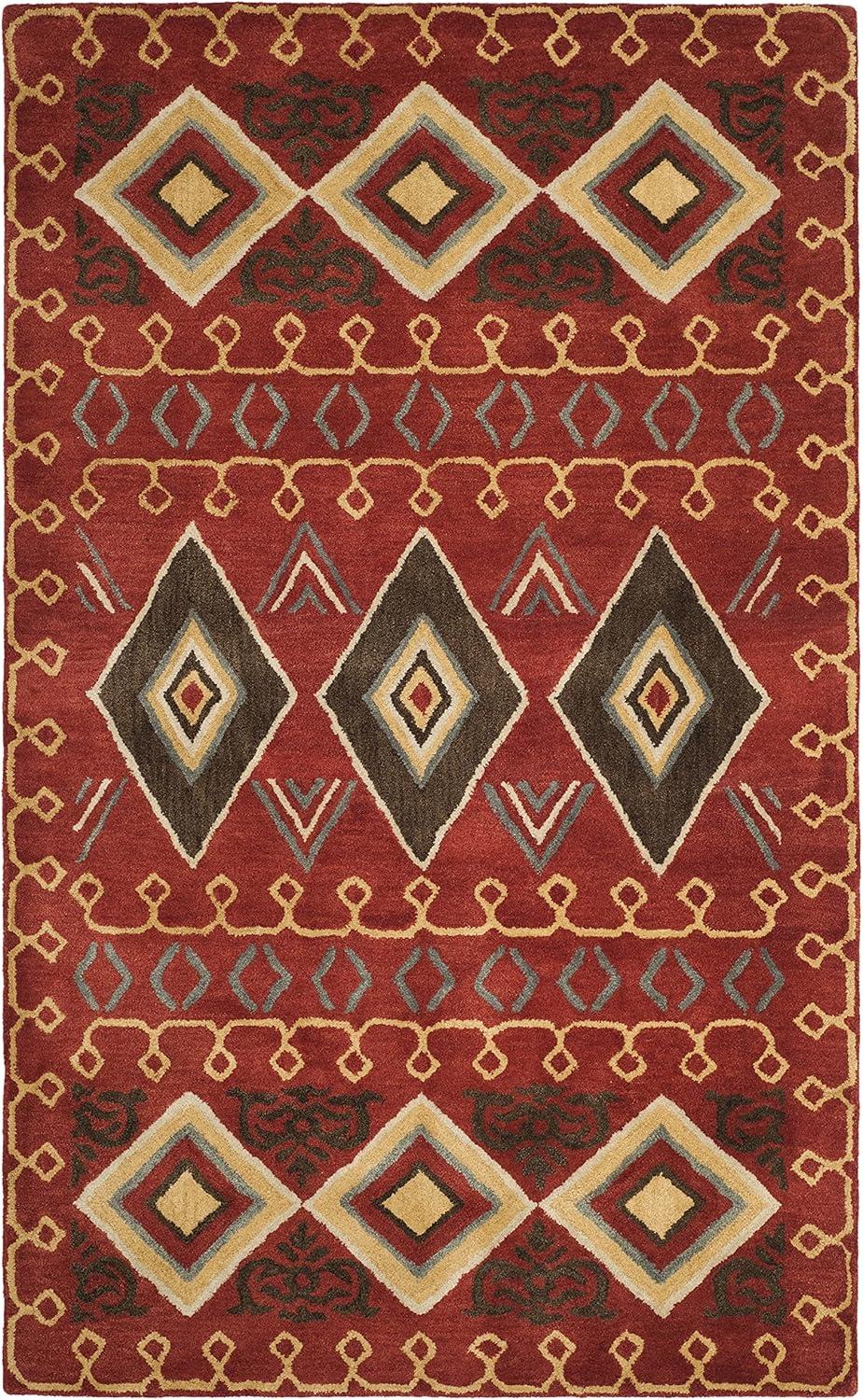 Handmade Red and Multi Wool 6' x 9' Area Rug