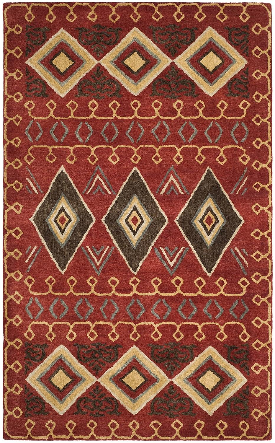 Heritage Red/Multi 6 ft. x 9 ft. Border Lodge Area Rug