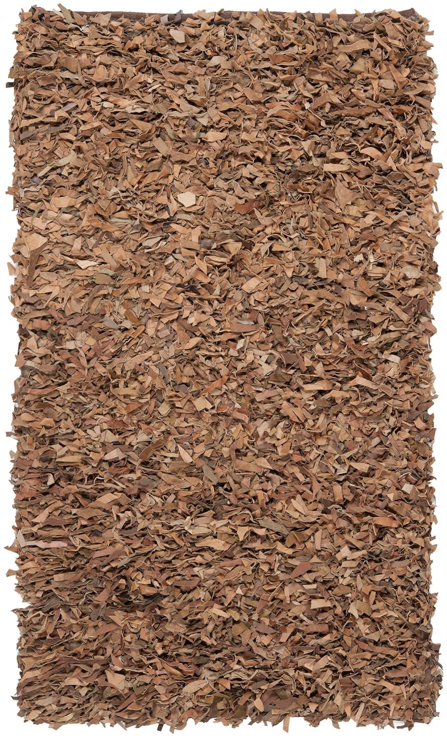Leather Shag LSG511 Handwoven Accent Rug - Brown - 3'x5' - Safavieh