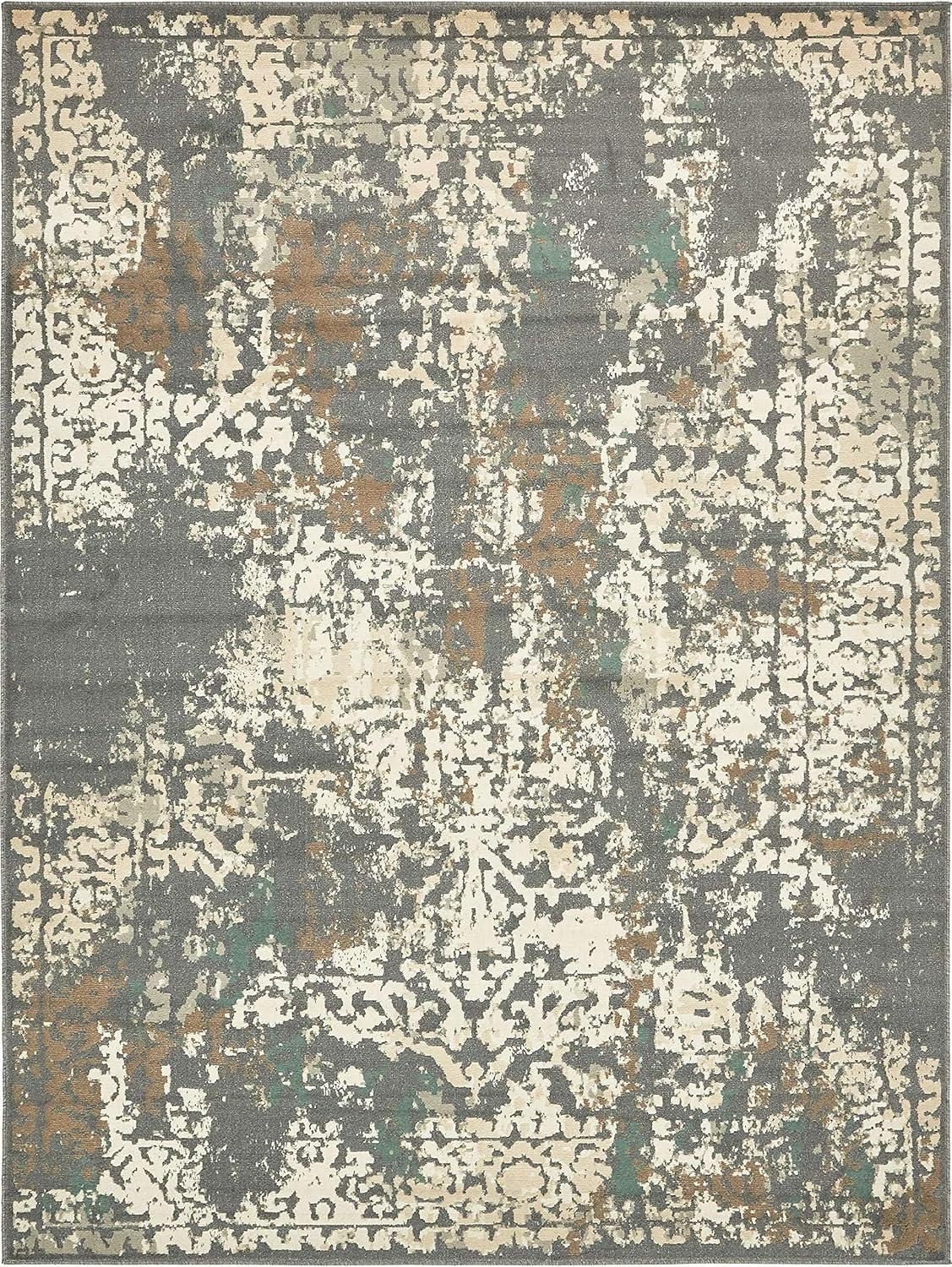 Unique Loom Tuareg Collection Area Rug - Mirage (9'  x 12' 2" Rectangle Gray/Beige)