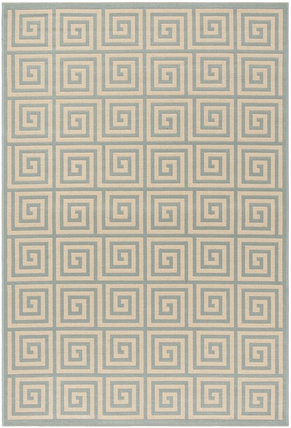 Linden LND129 Power Loomed Area Rug - Cream/Aqua - 5'3"x7'6" - Safavieh