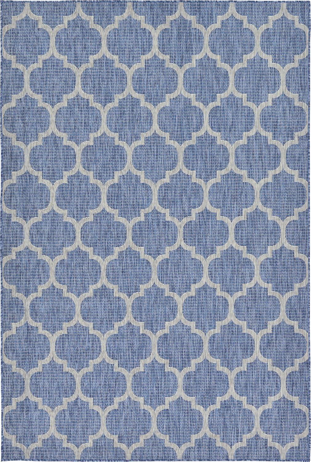 Unique Loom 6' 1 x 9' 0 Rectangle Indoor/Outdoor Trellis Navy Blue Area Rug