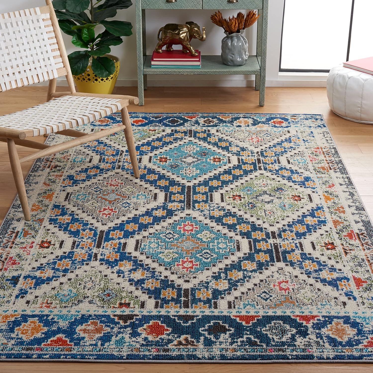 Madison MAD418 Power Loomed Indoor Area Rug - Navy/Beige - 4'x6' - Safavieh