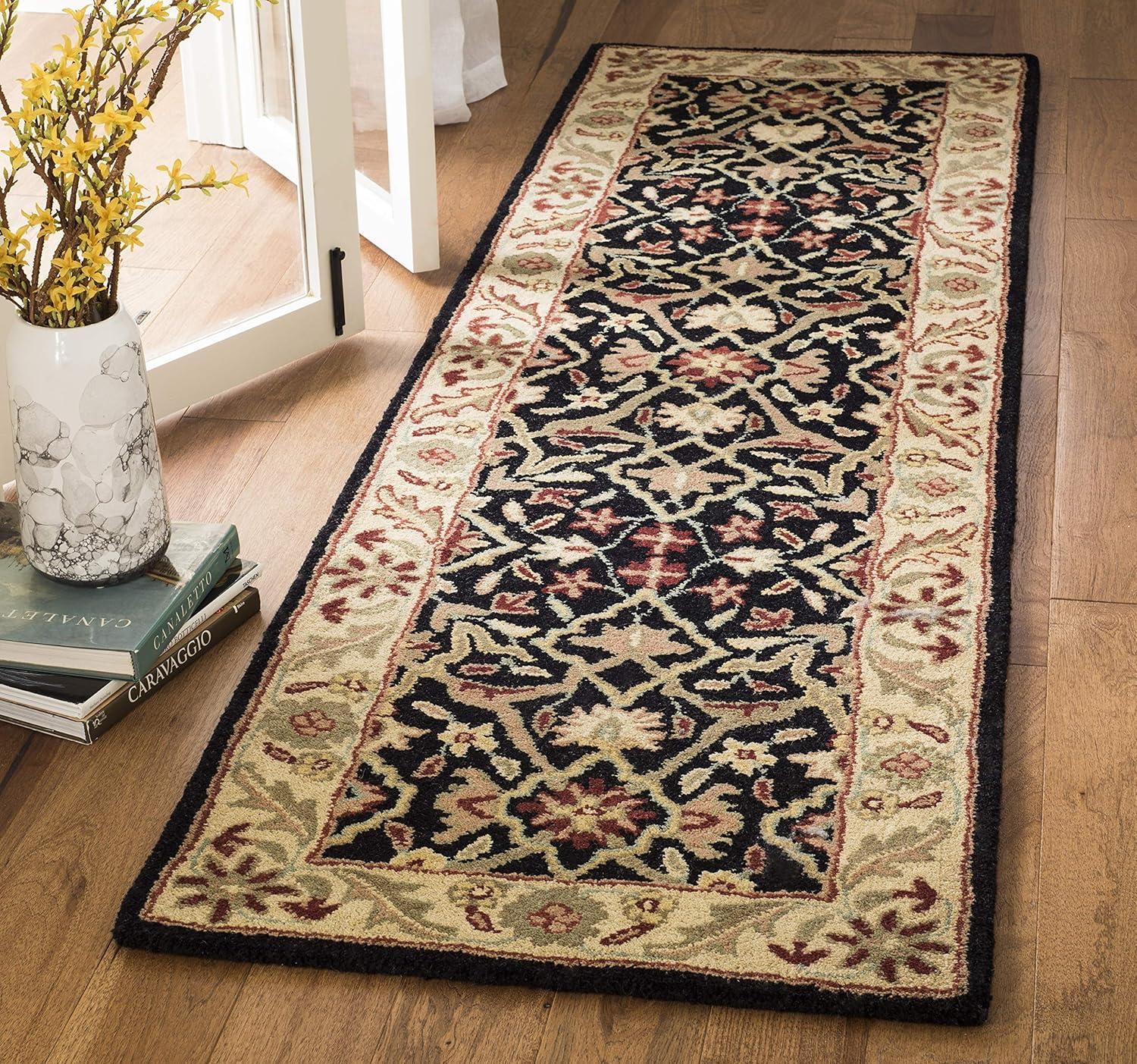 Antiquity AT14 Hand Tufted Indoor Runner Rug - Black - 2'3"x12' - Safavieh