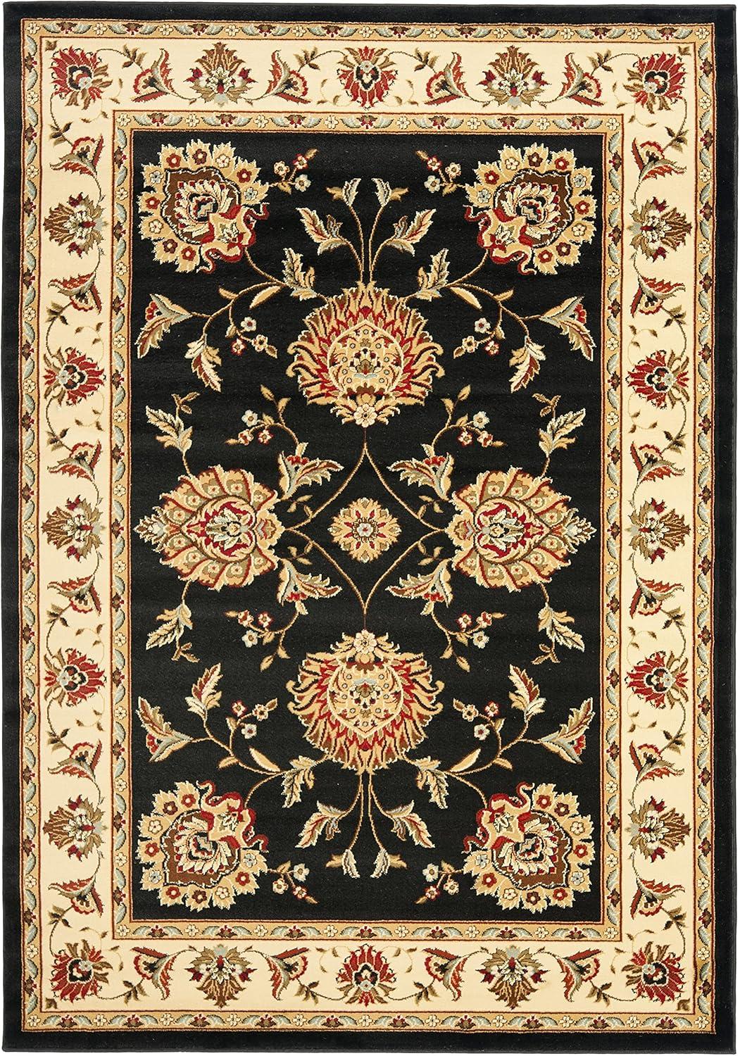 Lyndhurst LNH555 Power Loomed Area Rug - Black/Ivory - 5'3"x7'6" - Safavieh