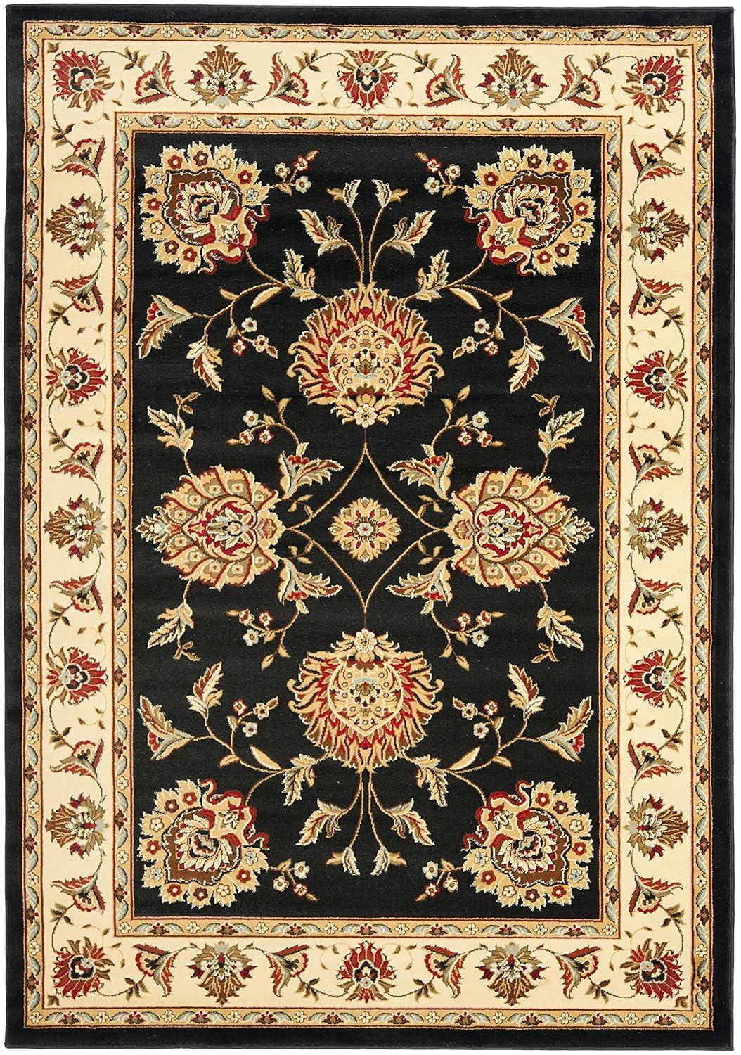 Lyndhurst LNH555 Power Loomed Area Rug - Black/Ivory - 5'3"x7'6" - Safavieh