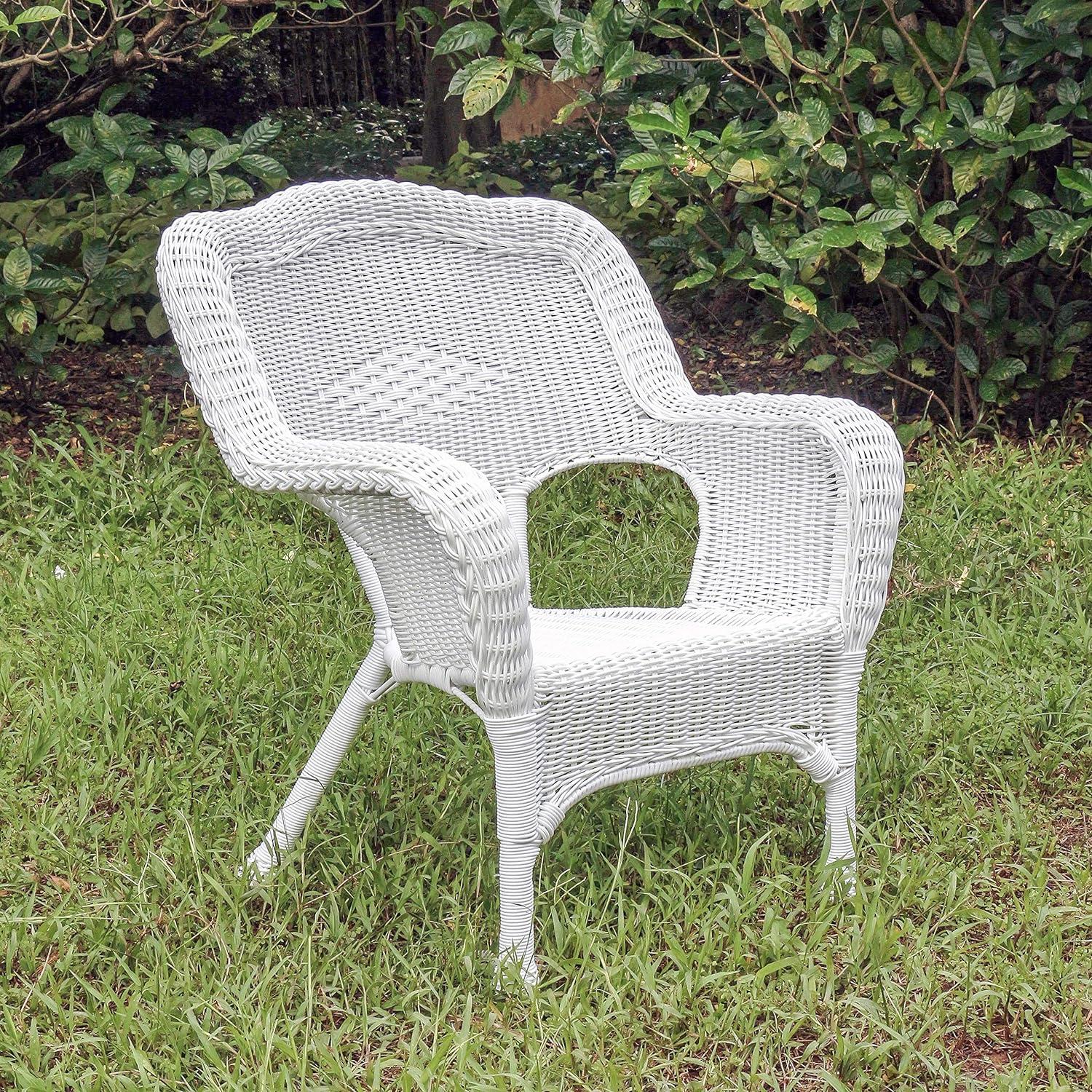 Monaco Antique-Look White Resin Wicker Deep Seated Patio Chair Set