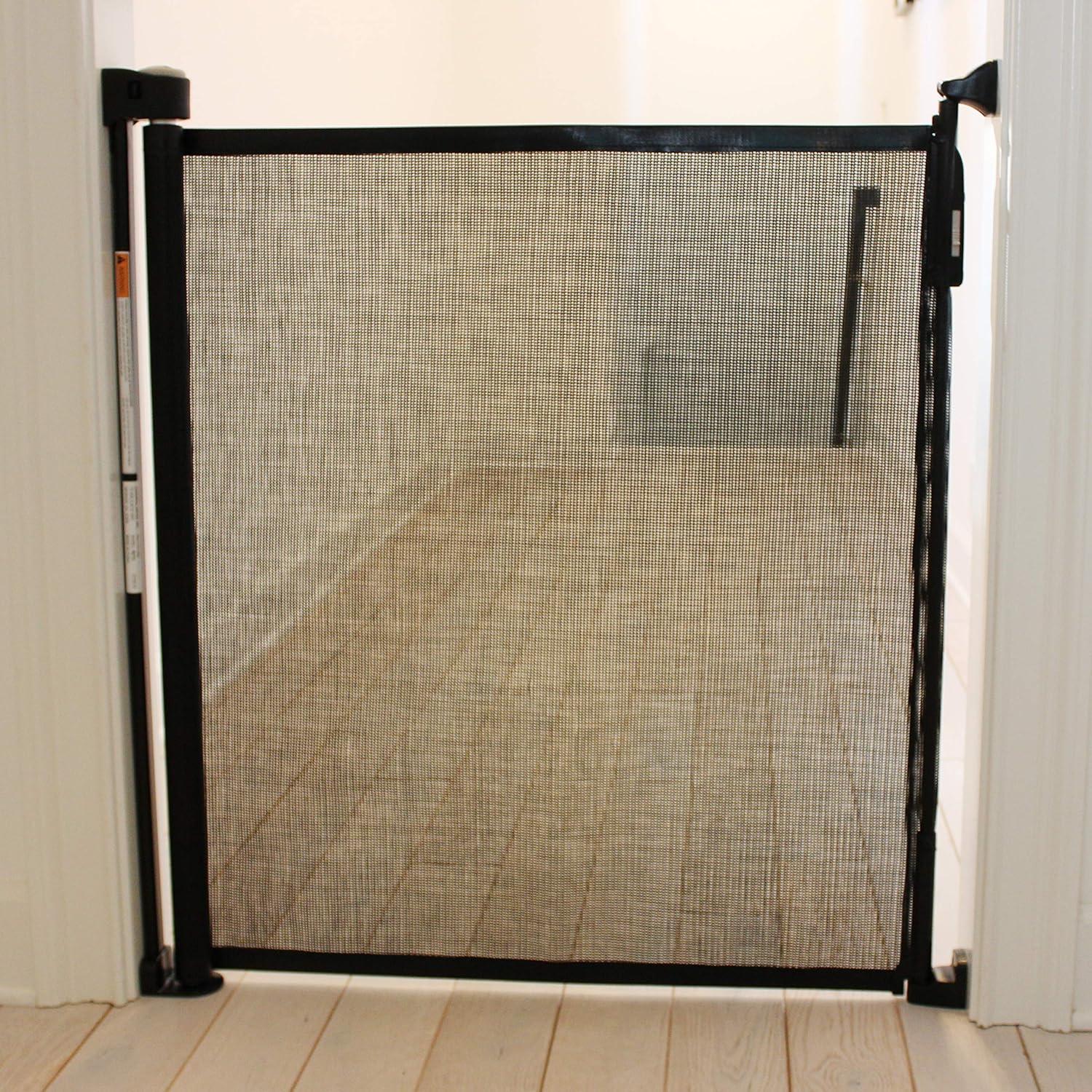 Black Retractable Mesh Safety Gate for Children and Pets