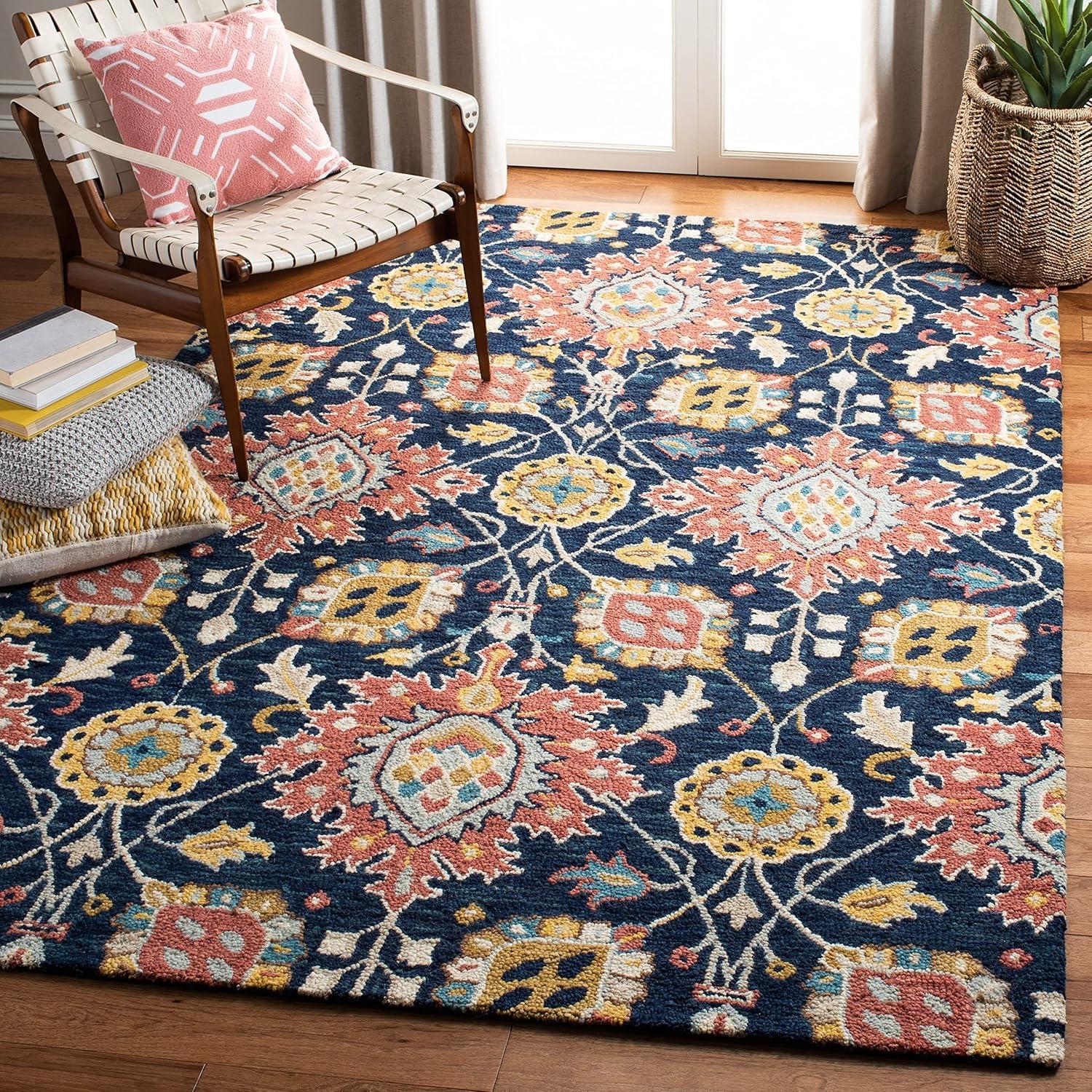 Handmade Blue Wool 8' x 10' Tufted Area Rug