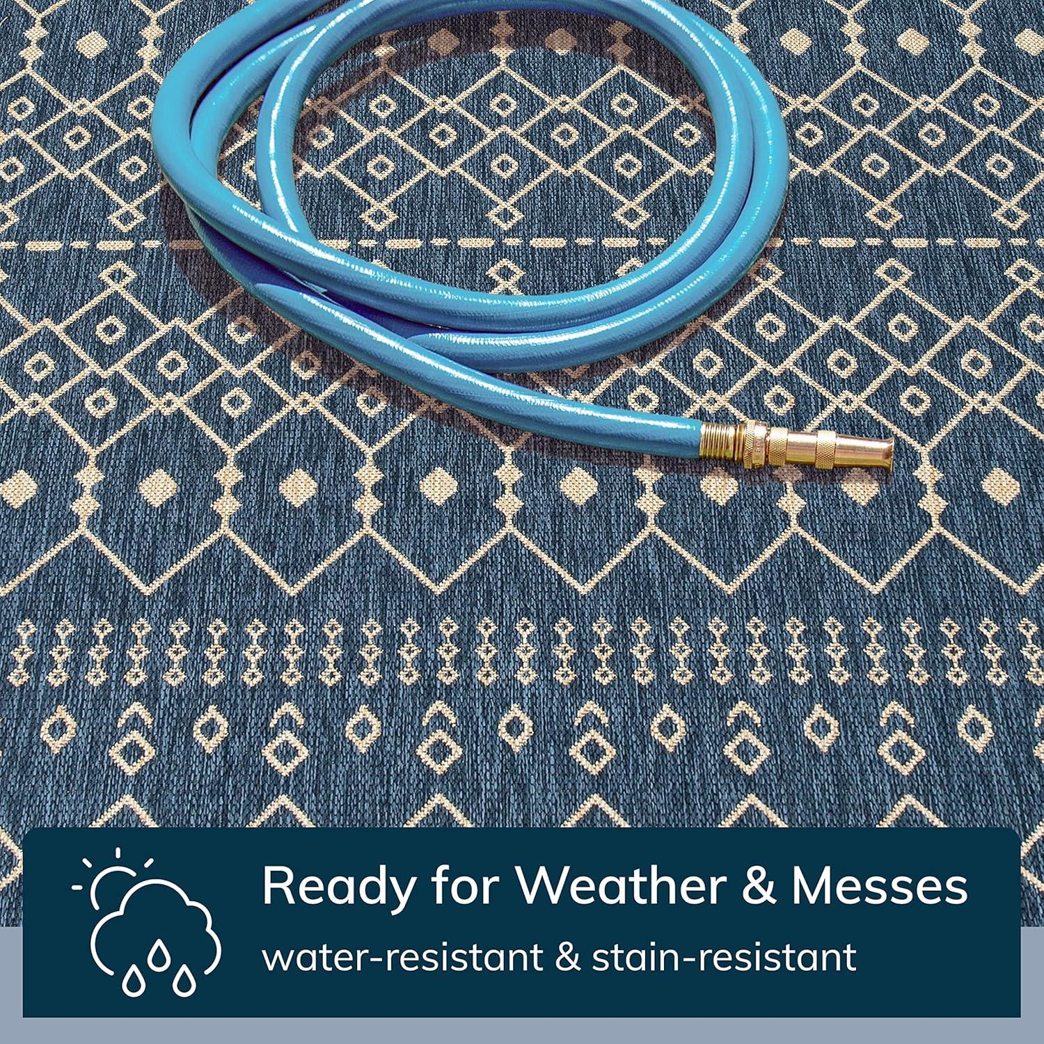 Marshanna Nord Trellis Blue Indoor/Outdoor Flat-Weave Area Rug