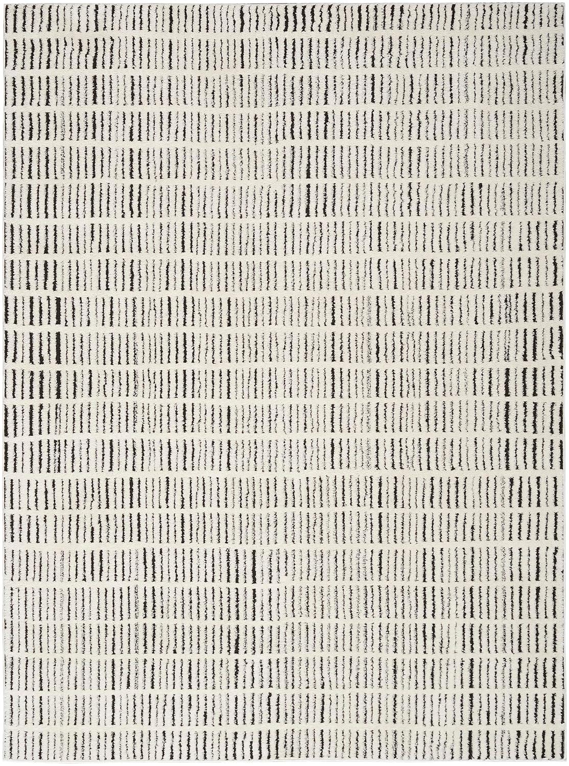 Nourison Cozy Modern Abstract Indoor Area Rug Ivory Black 7'10"x9'10"