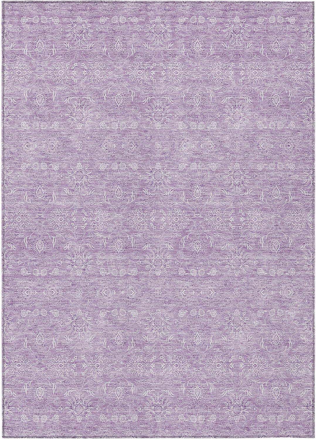 Lavender Synthetic Flat Woven Round Washable Area Rug