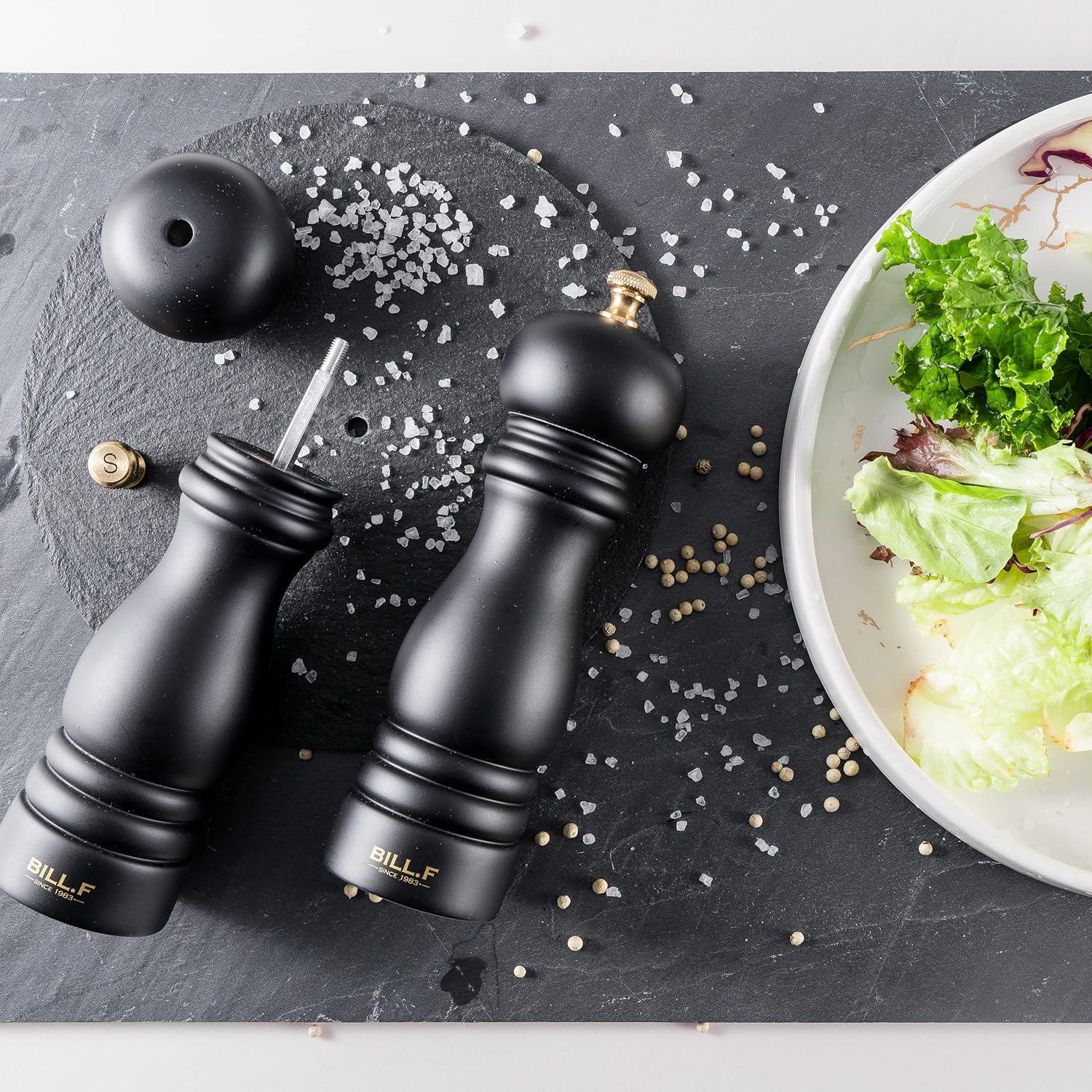 Salt and Pepper Grinder Set, Wood Pepper Mill Set of 2 Manual Salt Pepper Shakers