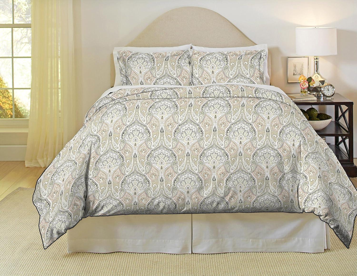 Cedar Paisley 200 Thread Count Cotton Percale Queen Sheet Set