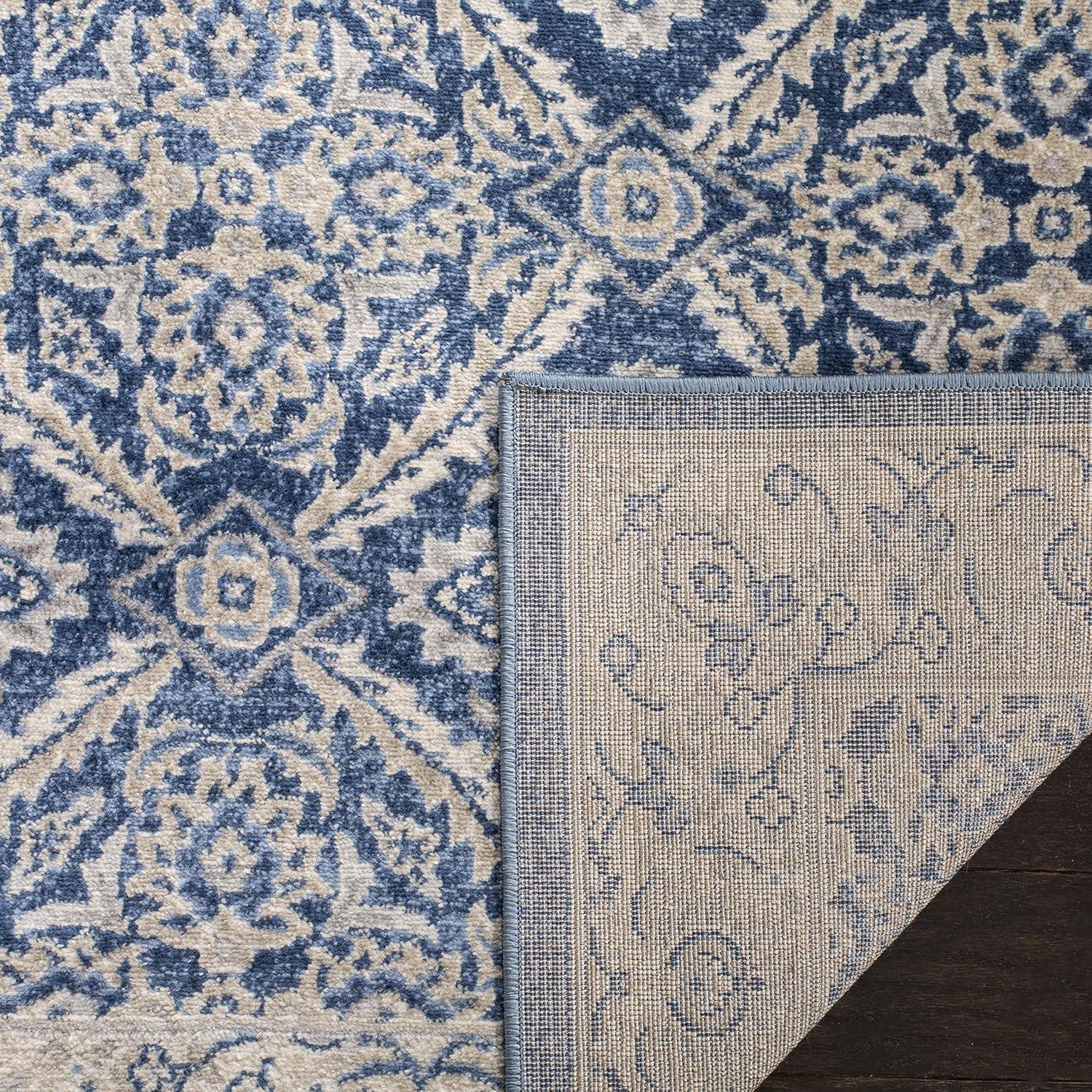 Brentwood BNT863 Power Loomed Indoor Area Rug - Navy/Creme - 6'x9' - Safavieh