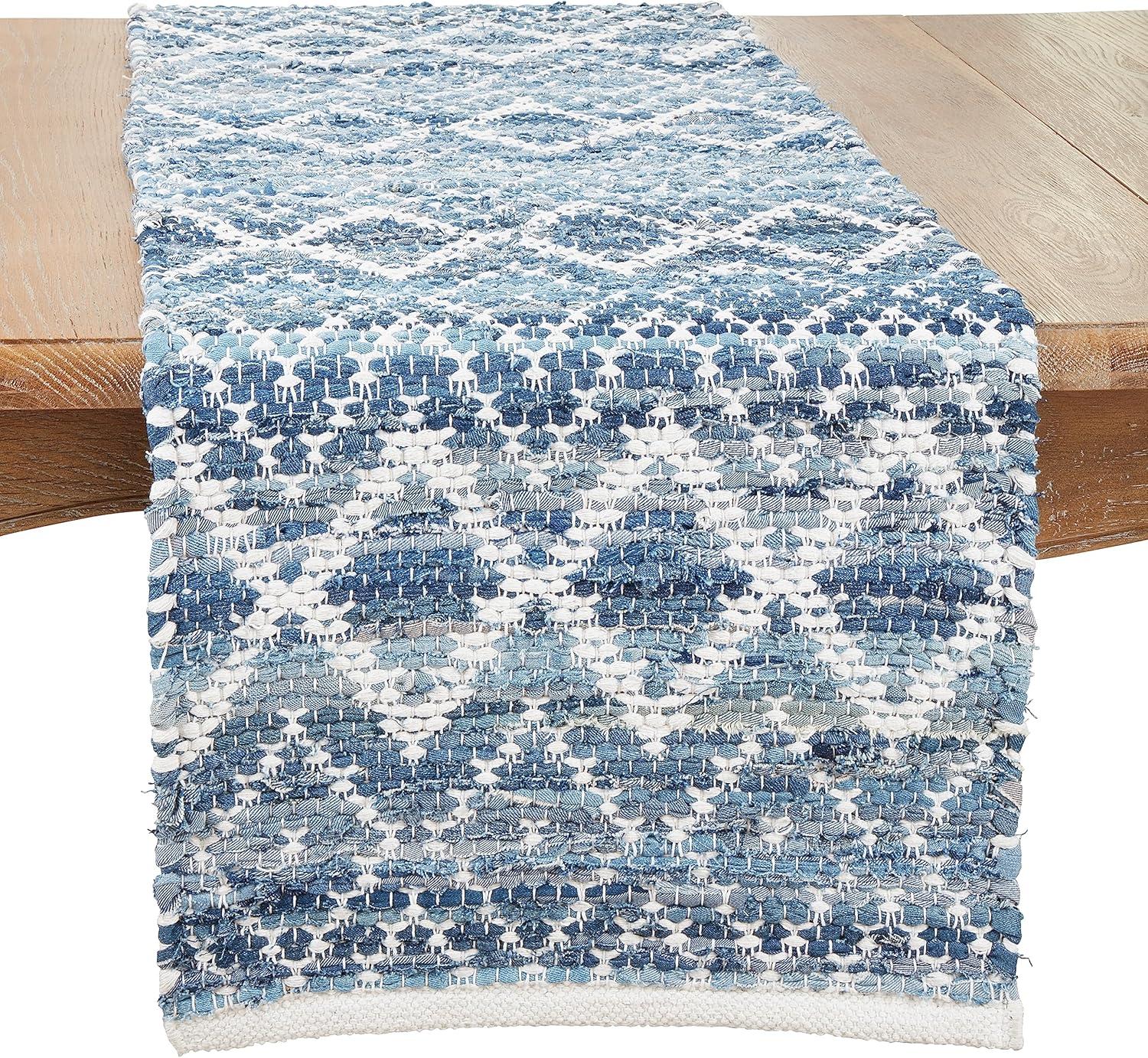 Saro Diamond Weave Chindi Table Runner